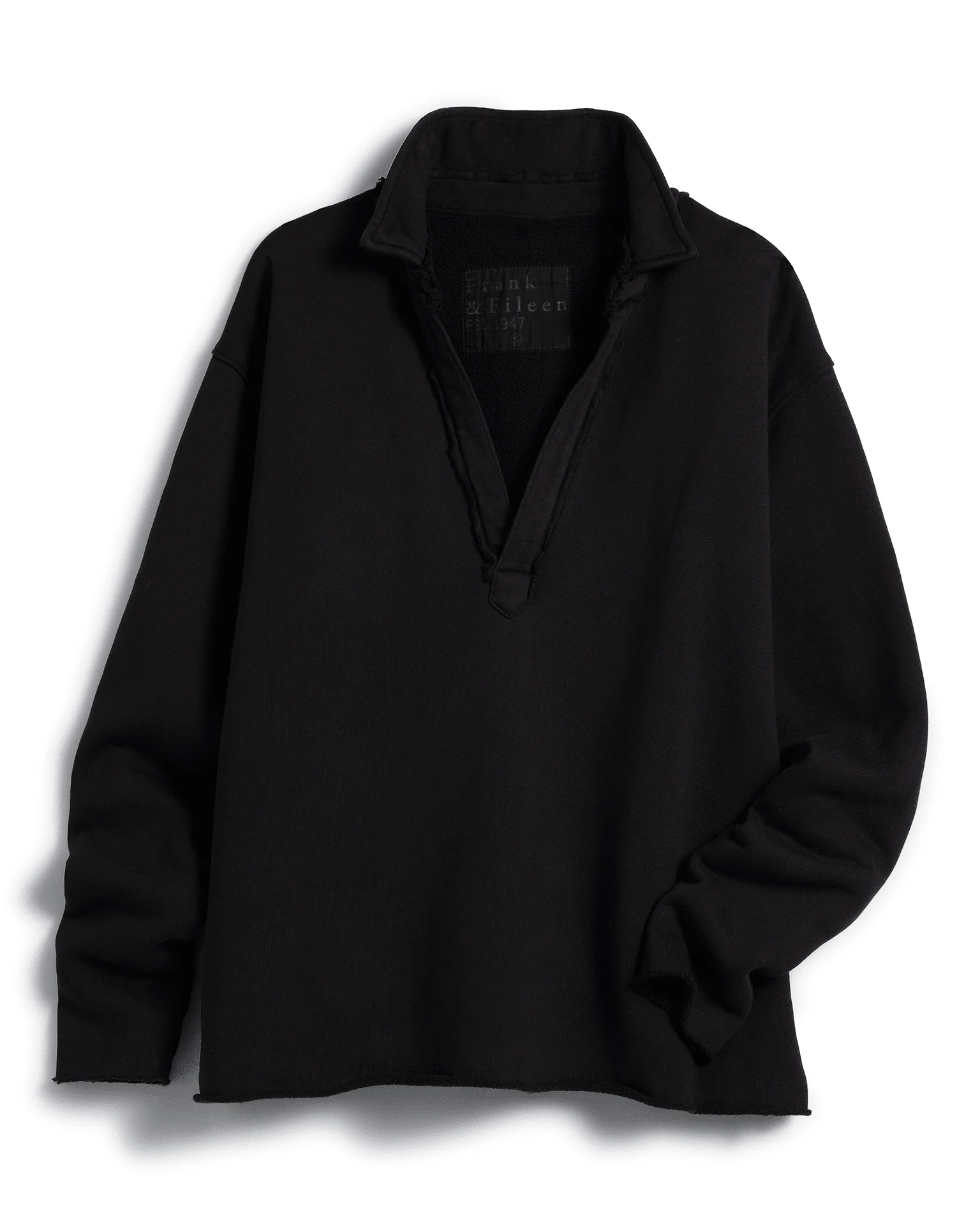Patrick Popover Henley in Black French Terry - Image 5