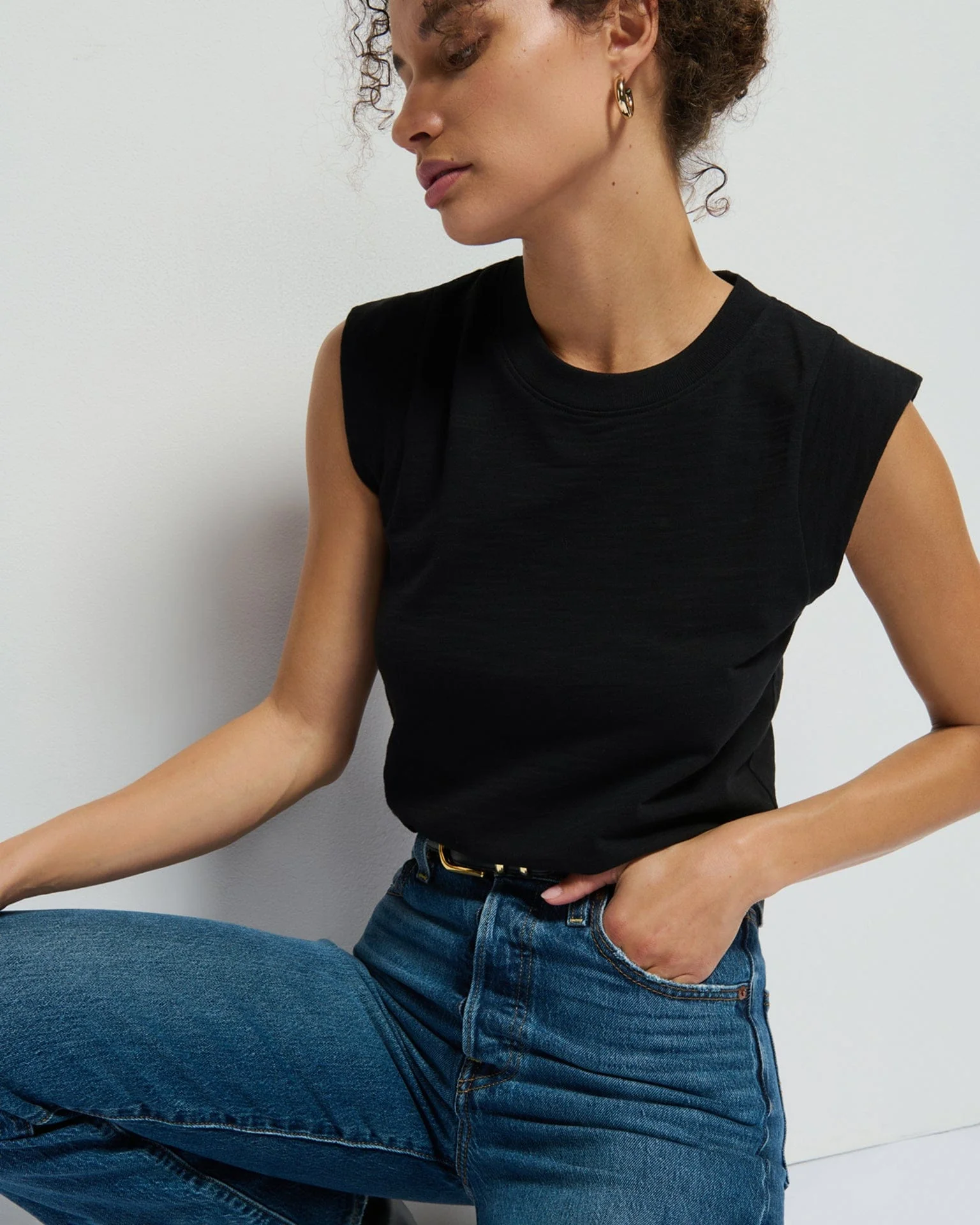Patti Muscle Tank in Jet Black
