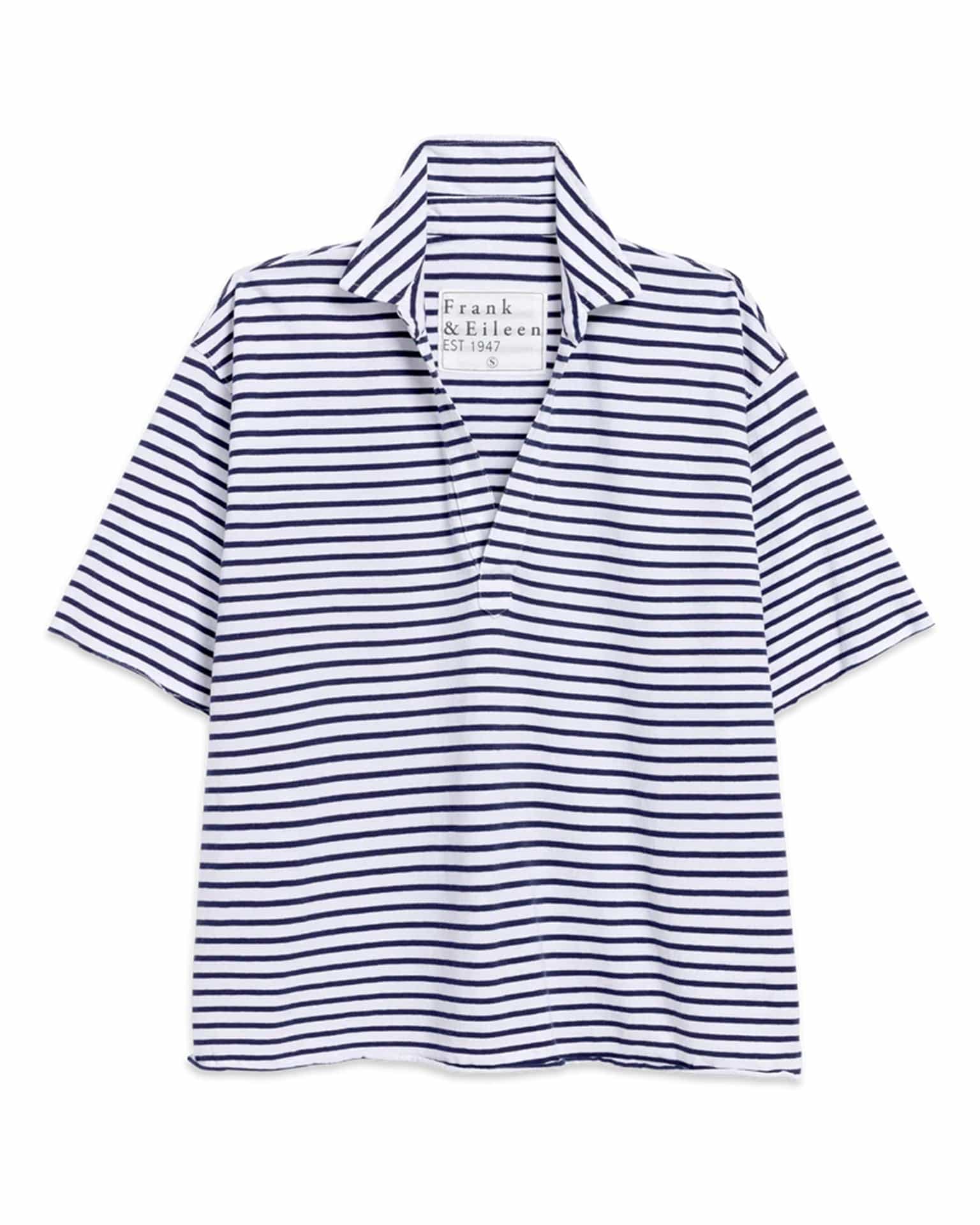 Patty Popover S/S Henley in White & British Royal Navy Stripe Jersey - Image 4