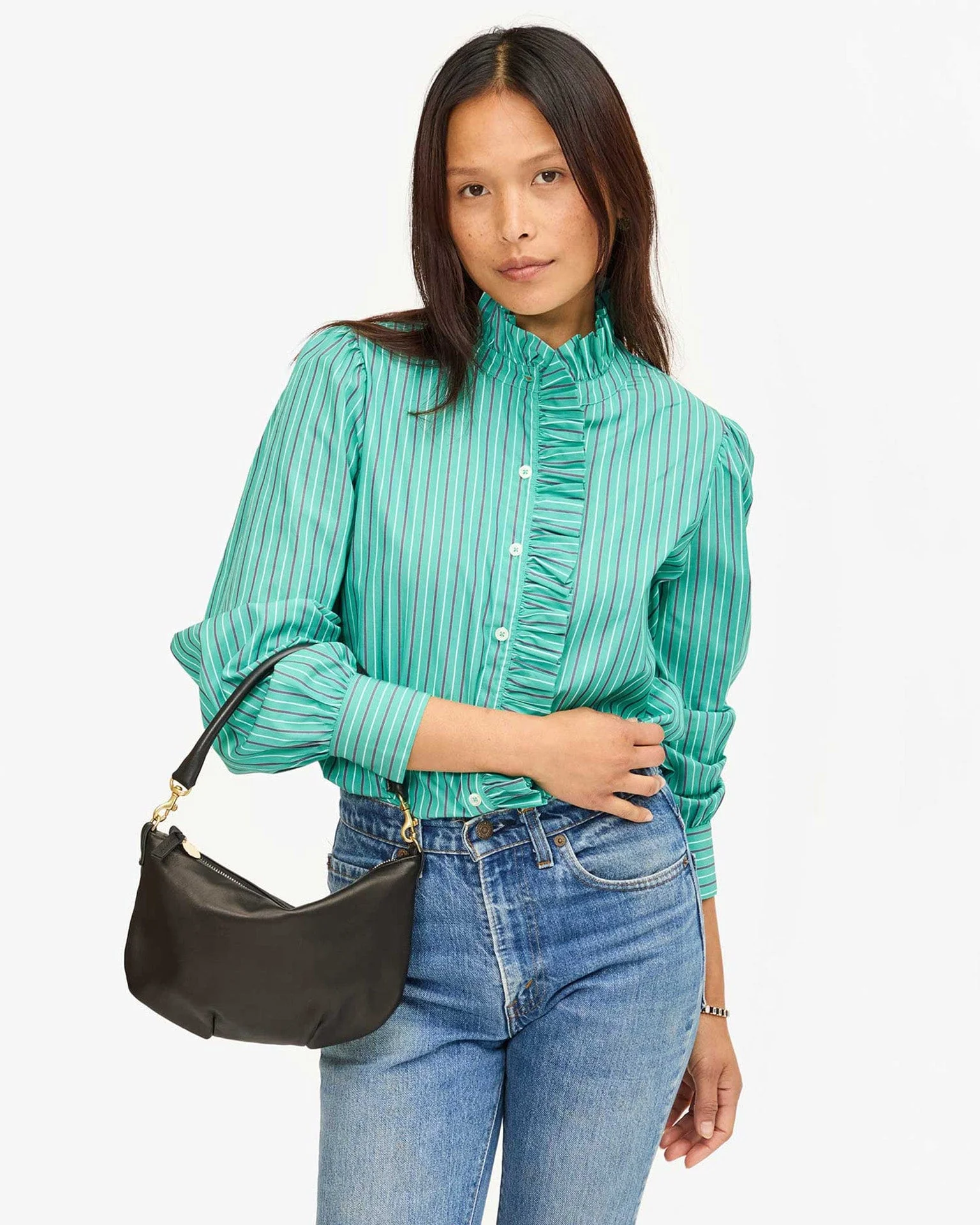 Petit Moyen Messenger in Black Italian Nappa - Image 2