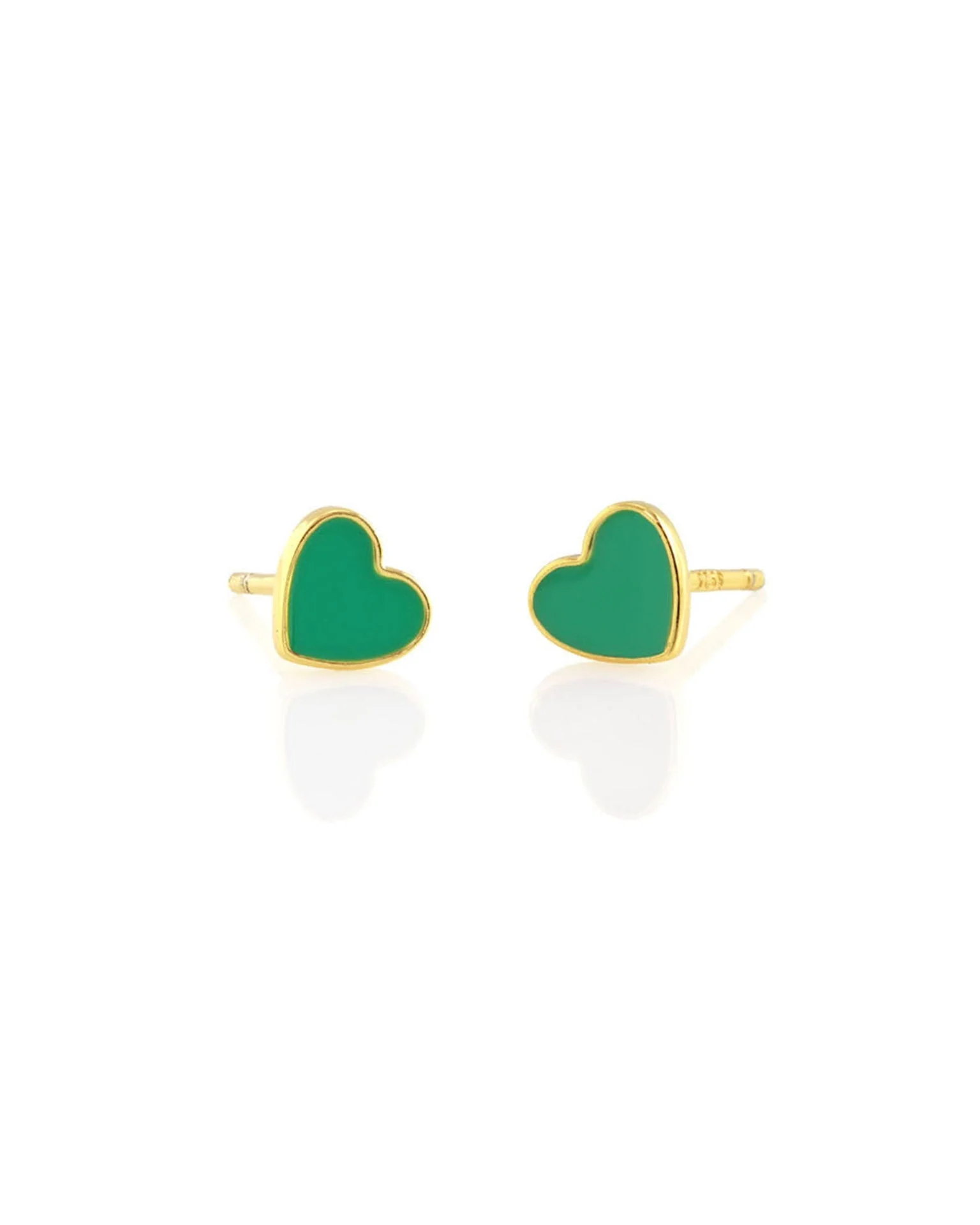 Petite Heart Studs in Emerald Green
