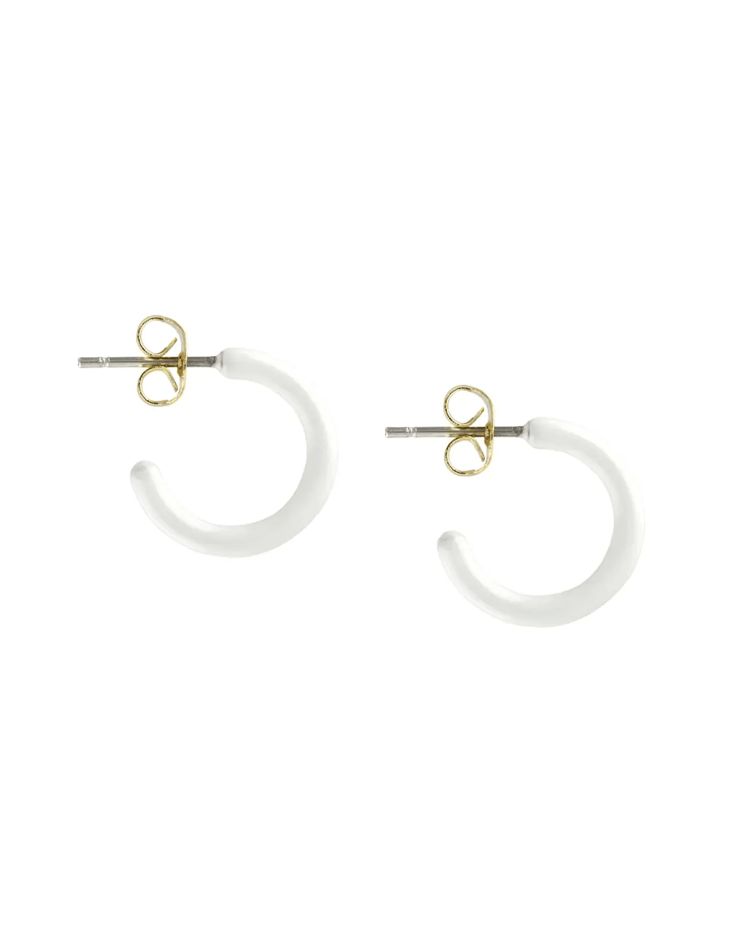 Petite Palette Enamel Post Hoops in White