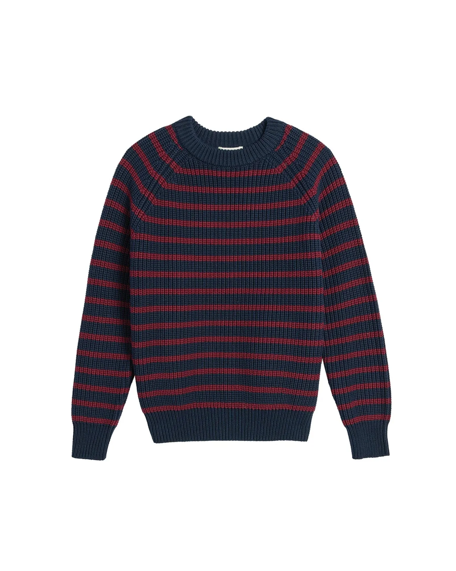 Phoebe Stripe Cotton Sweater in Navy/Burgundy - Image 2