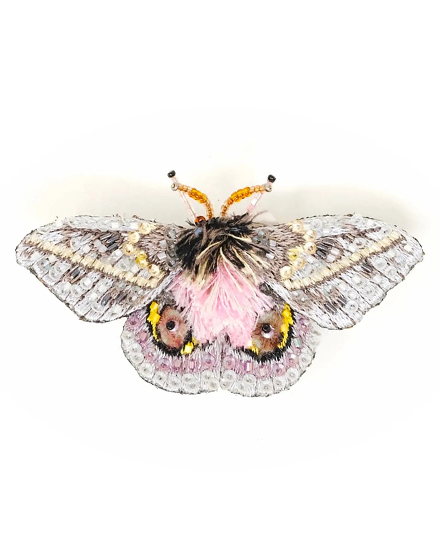 Pink Eyed Silk Moth Brooch Pin