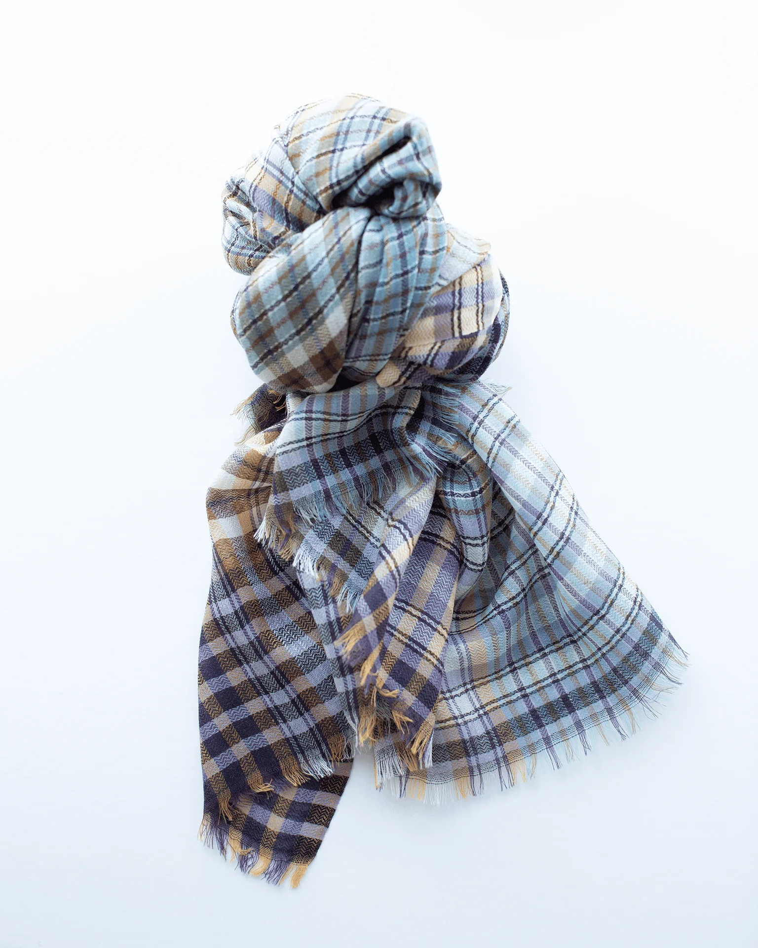 Plaid Wool Scarf in Charcoal