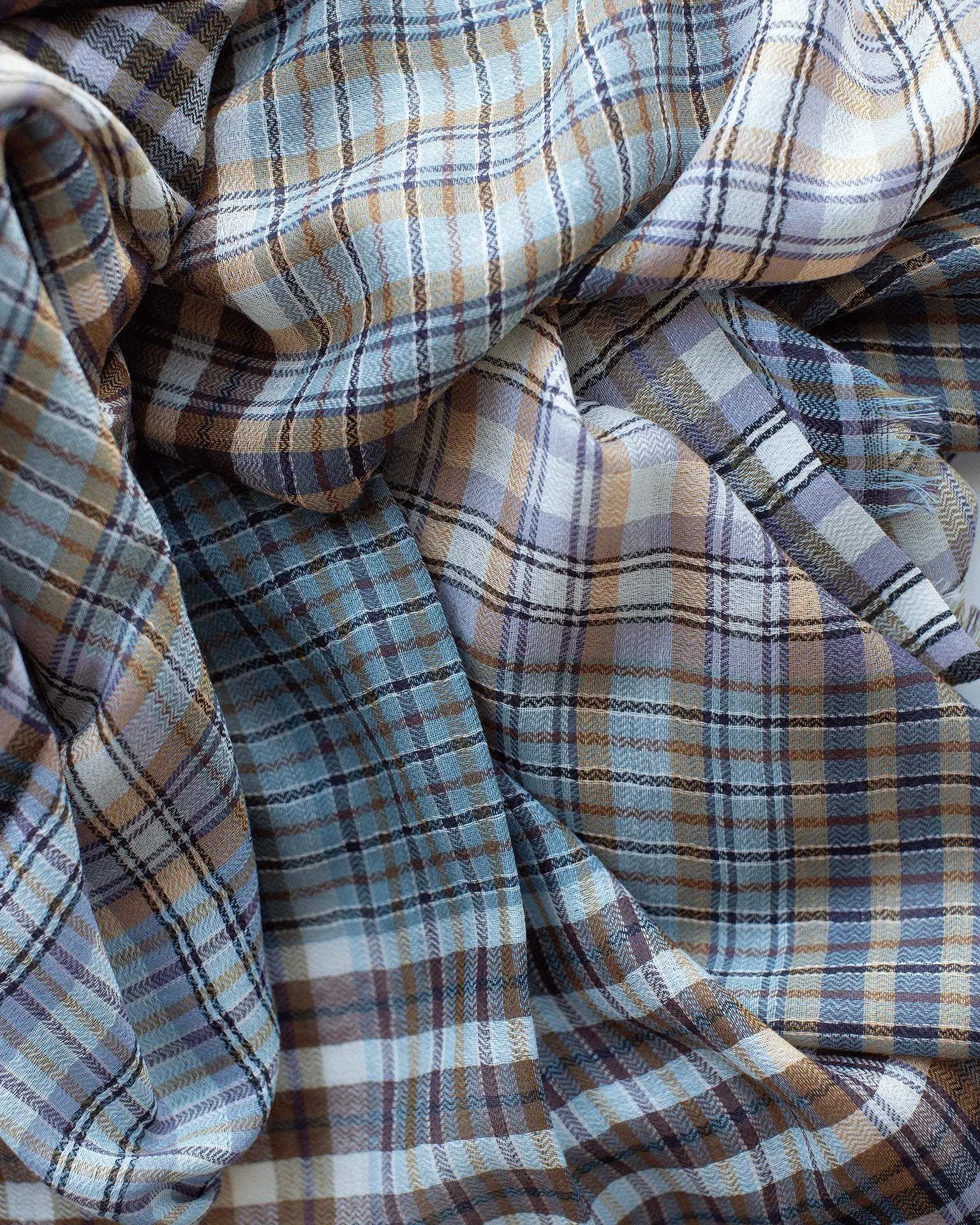 Plaid Wool Scarf in Charcoal - Image 2