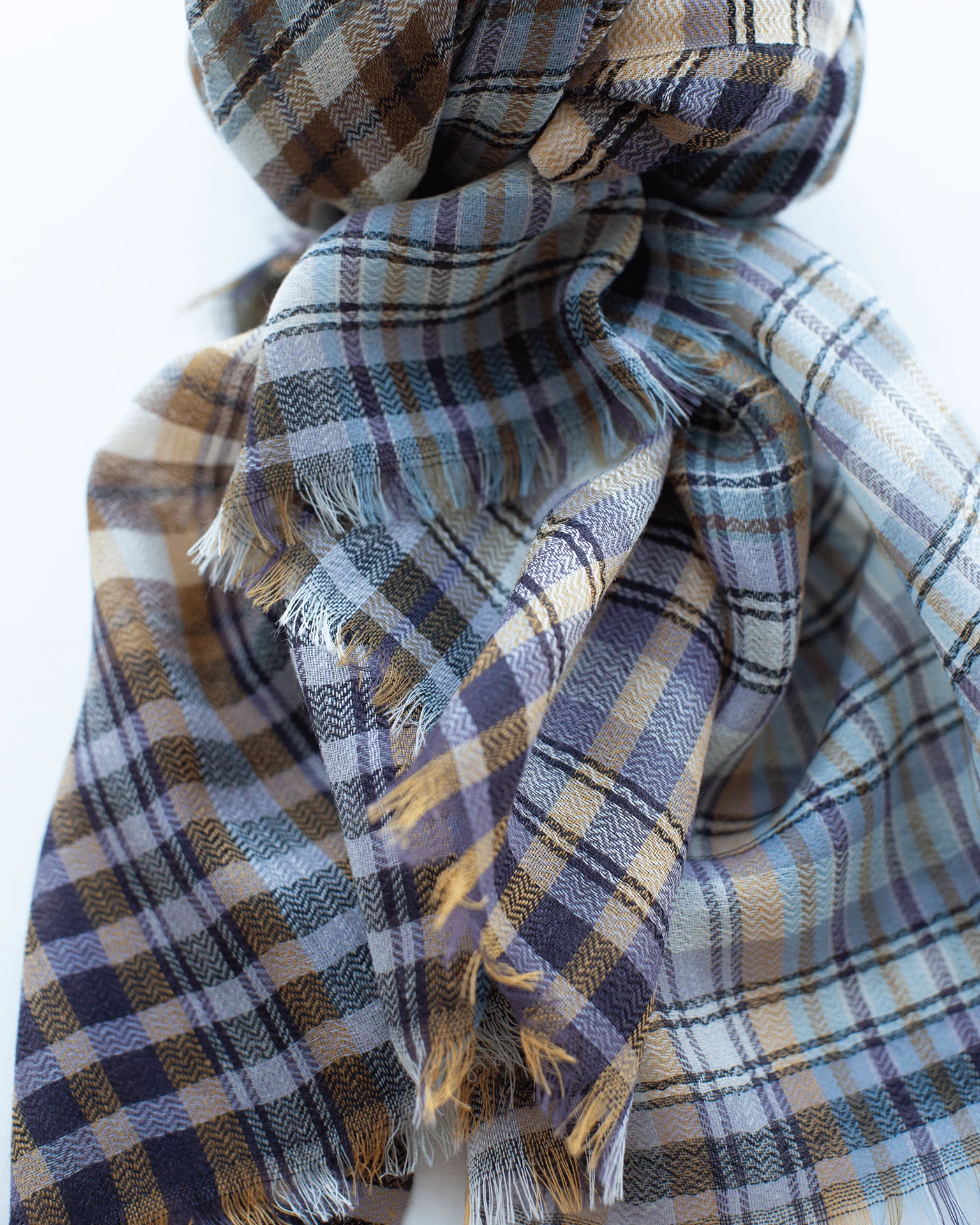 Plaid Wool Scarf in Charcoal - Image 4