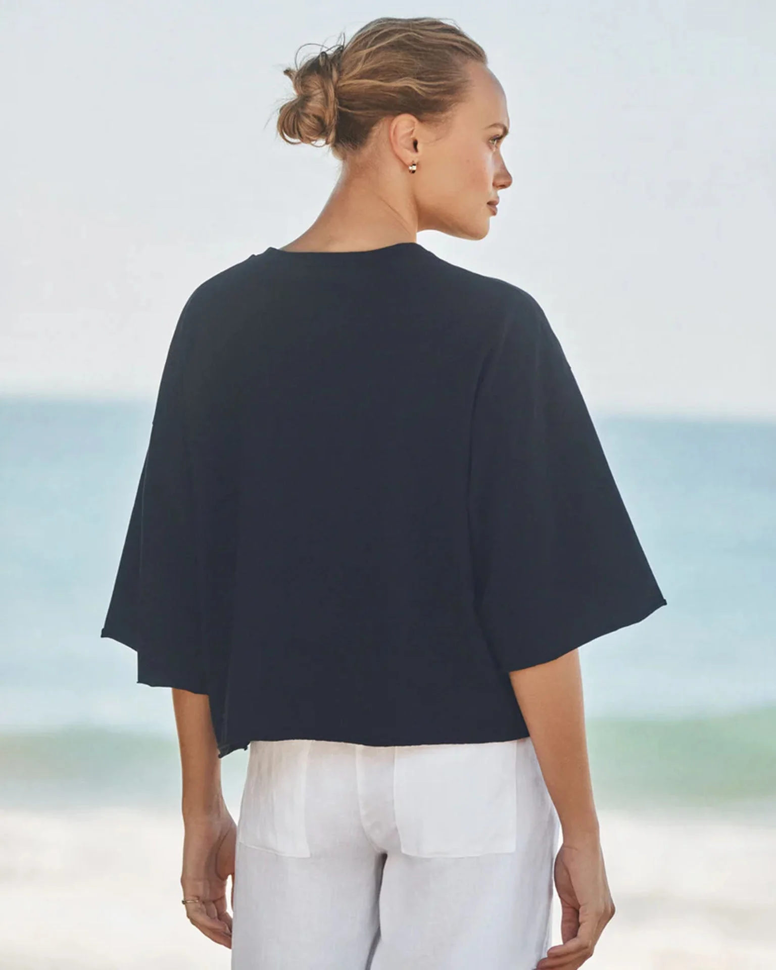 Presley - Oversized SS Crop Tee in British Royal Navy - Image 2