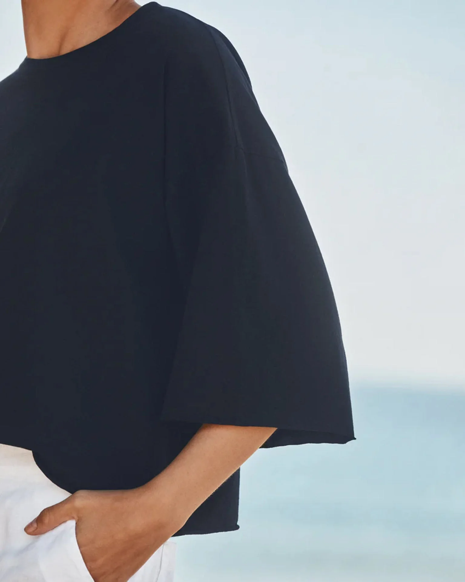 Presley - Oversized SS Crop Tee in British Royal Navy - Image 3