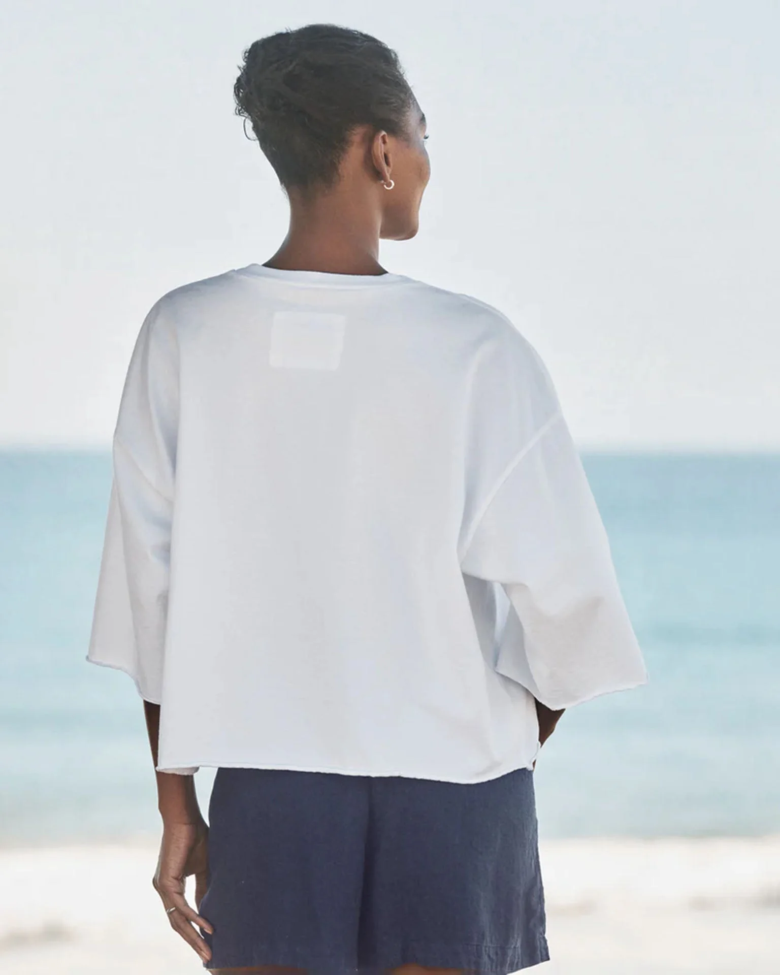 Presley - Oversized SS Crop Tee in White - Image 2
