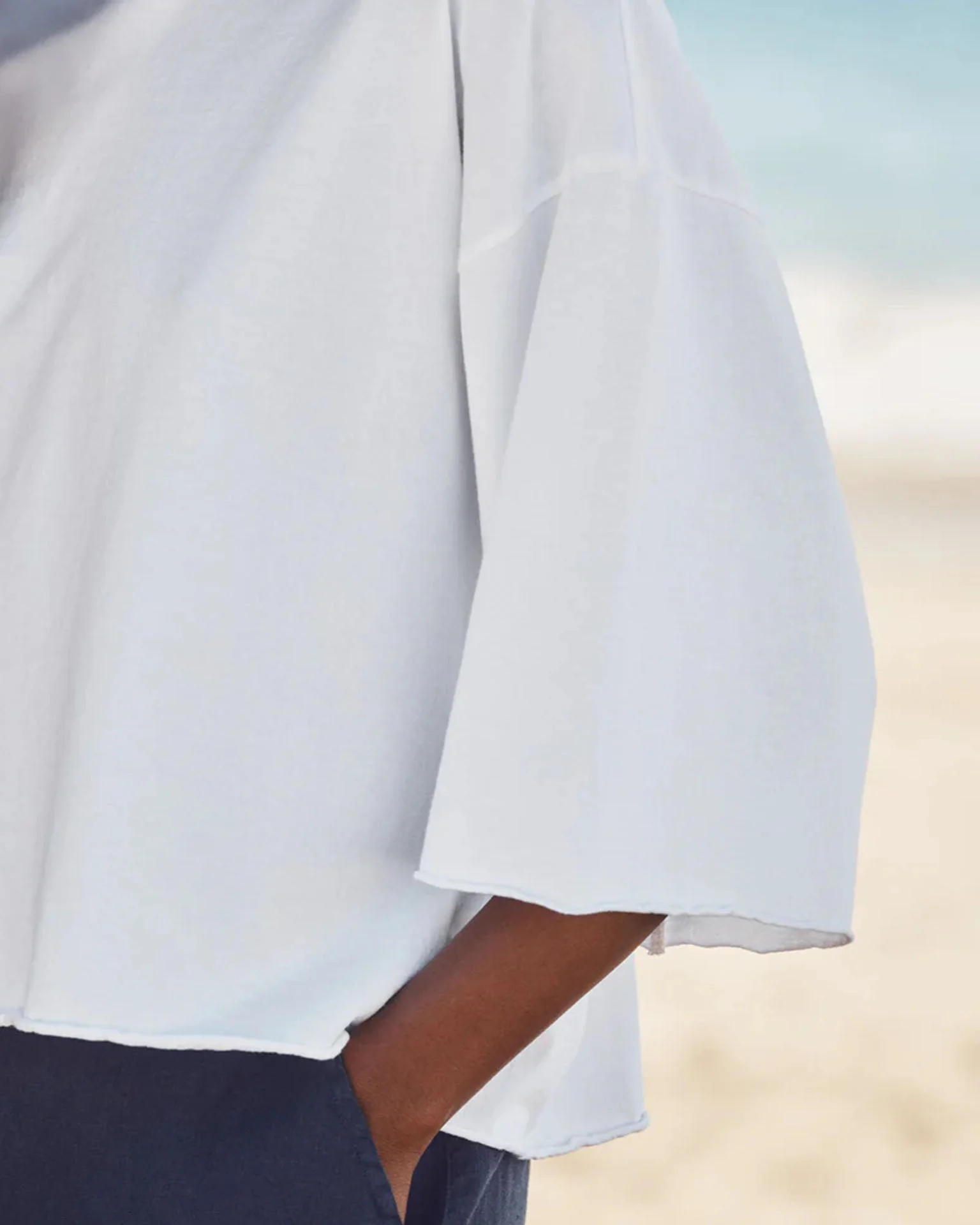 Presley - Oversized SS Crop Tee in White - Image 3