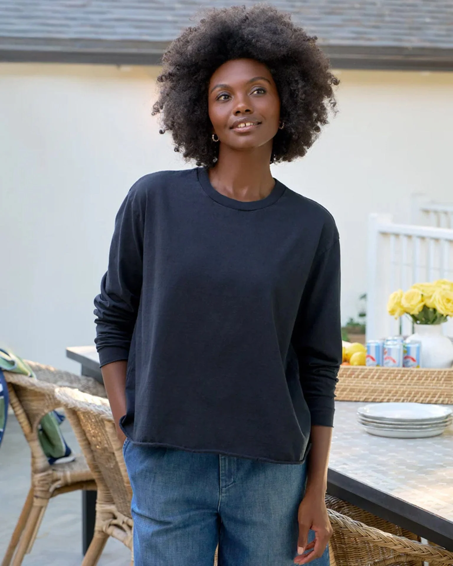 Quinn Crew LS Tee in British Royal Navy