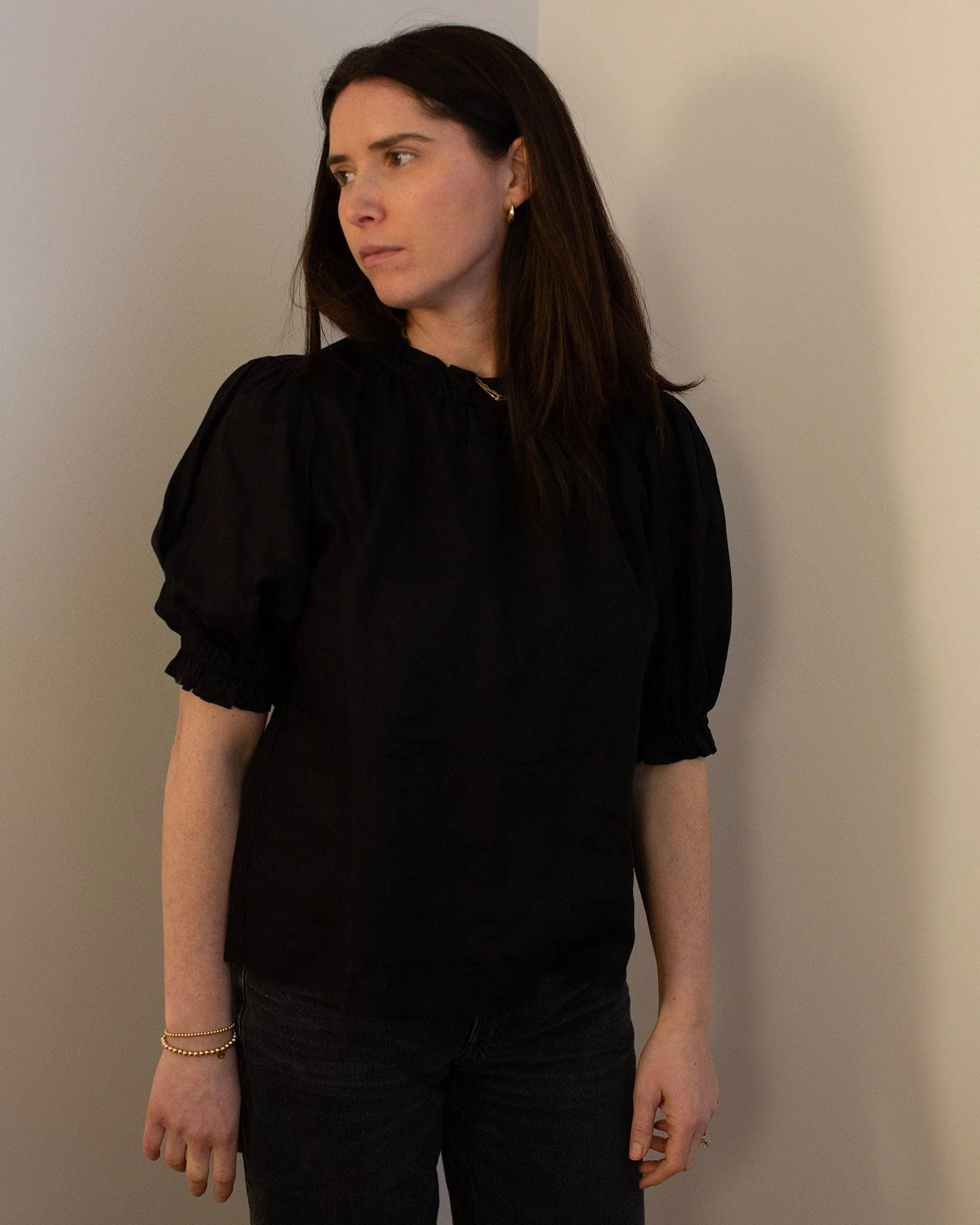 Rosabel Puff Sleeve Top in Black