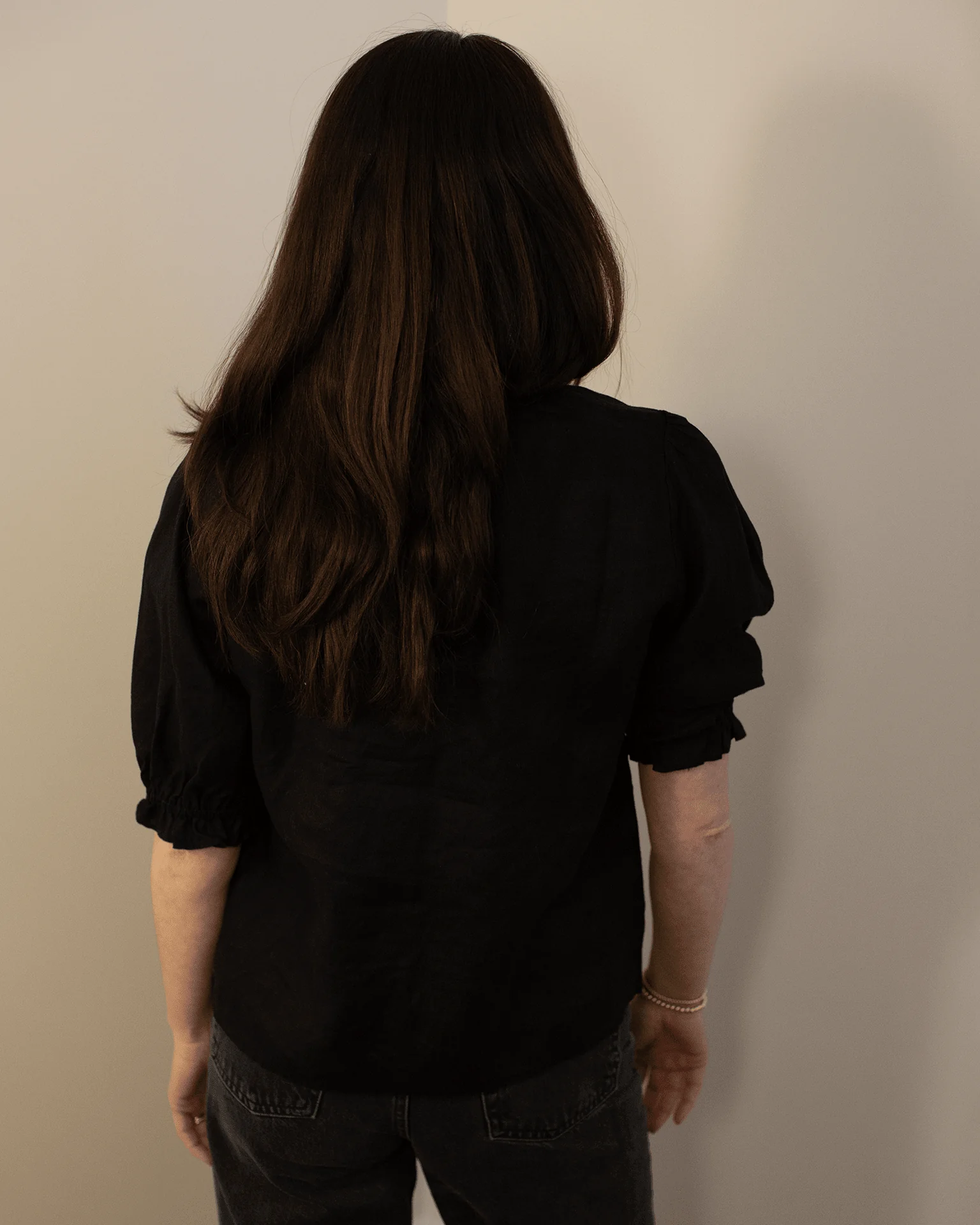 Rosabel Puff Sleeve Top in Black - Image 4