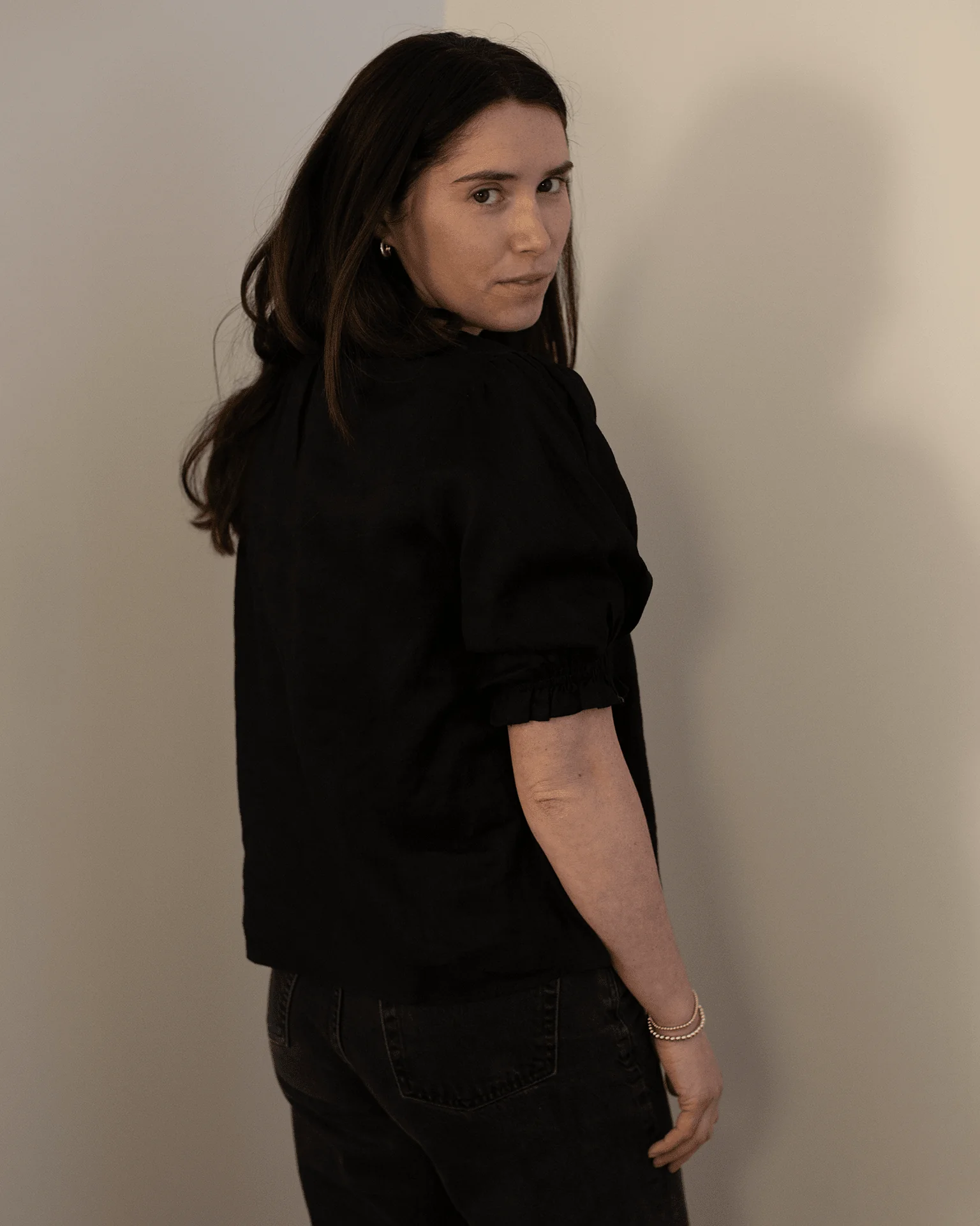Rosabel Puff Sleeve Top in Black - Image 5