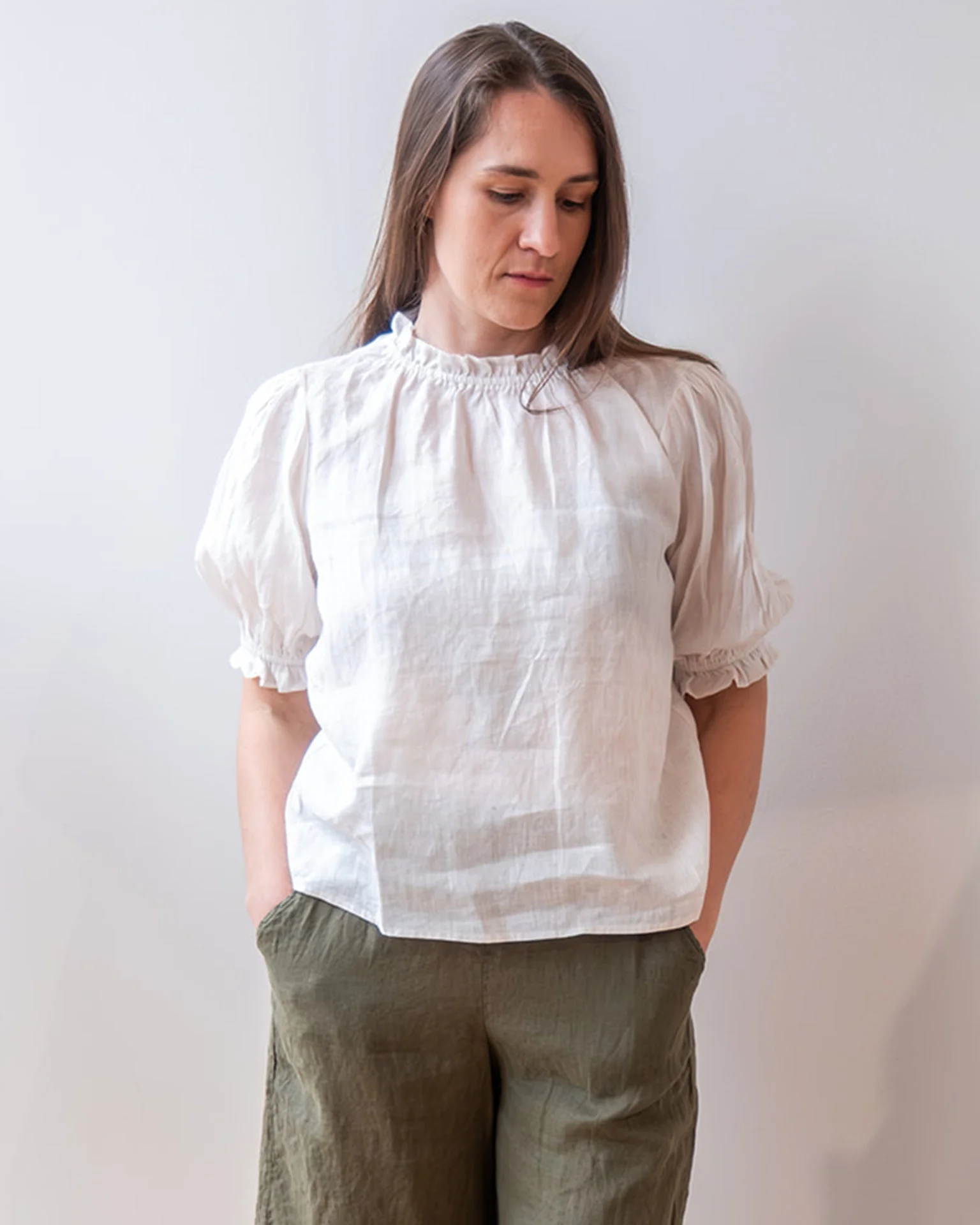 Rosabel Puff Sleeve Top in Chalk