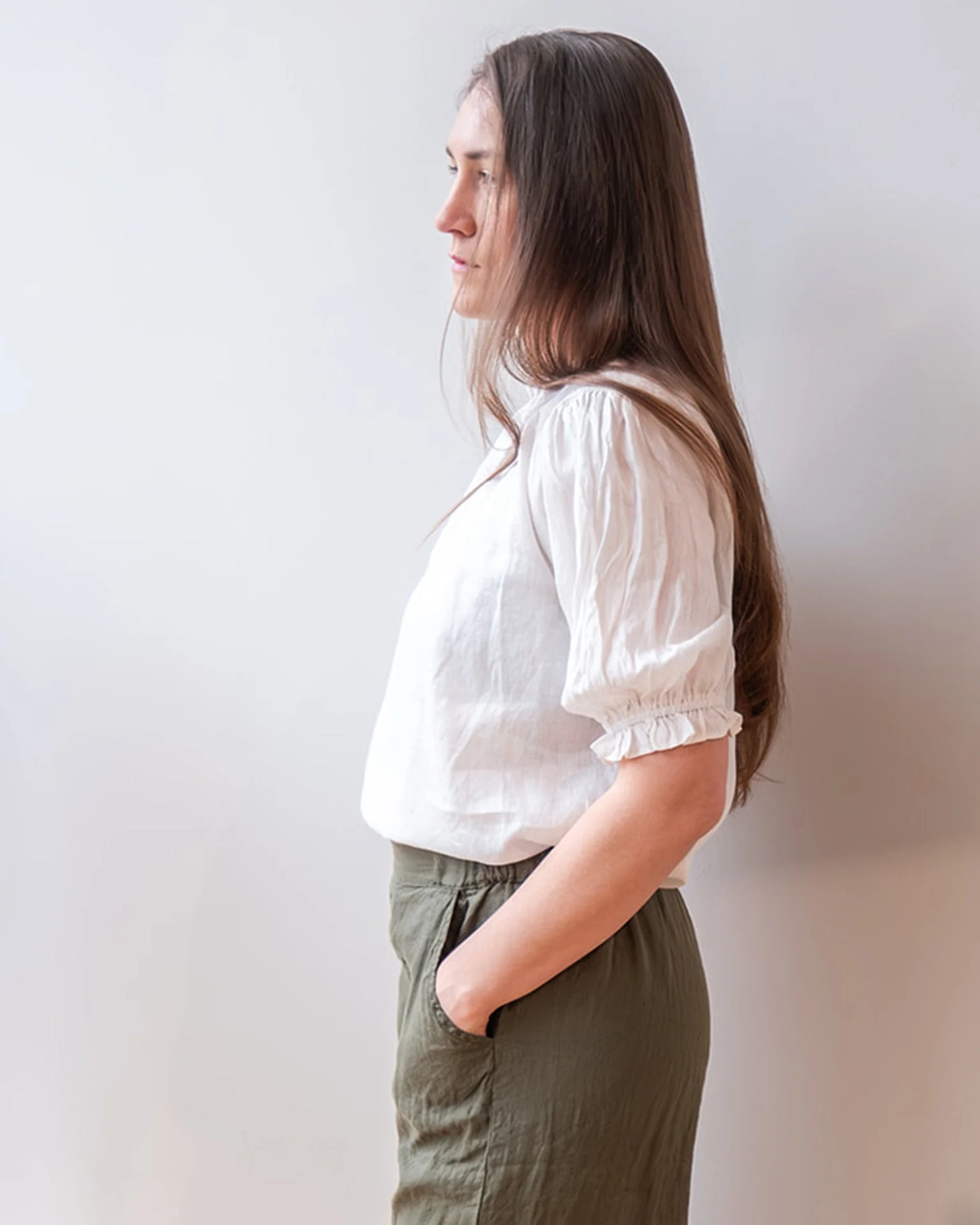 Rosabel Puff Sleeve Top in Chalk - Image 2