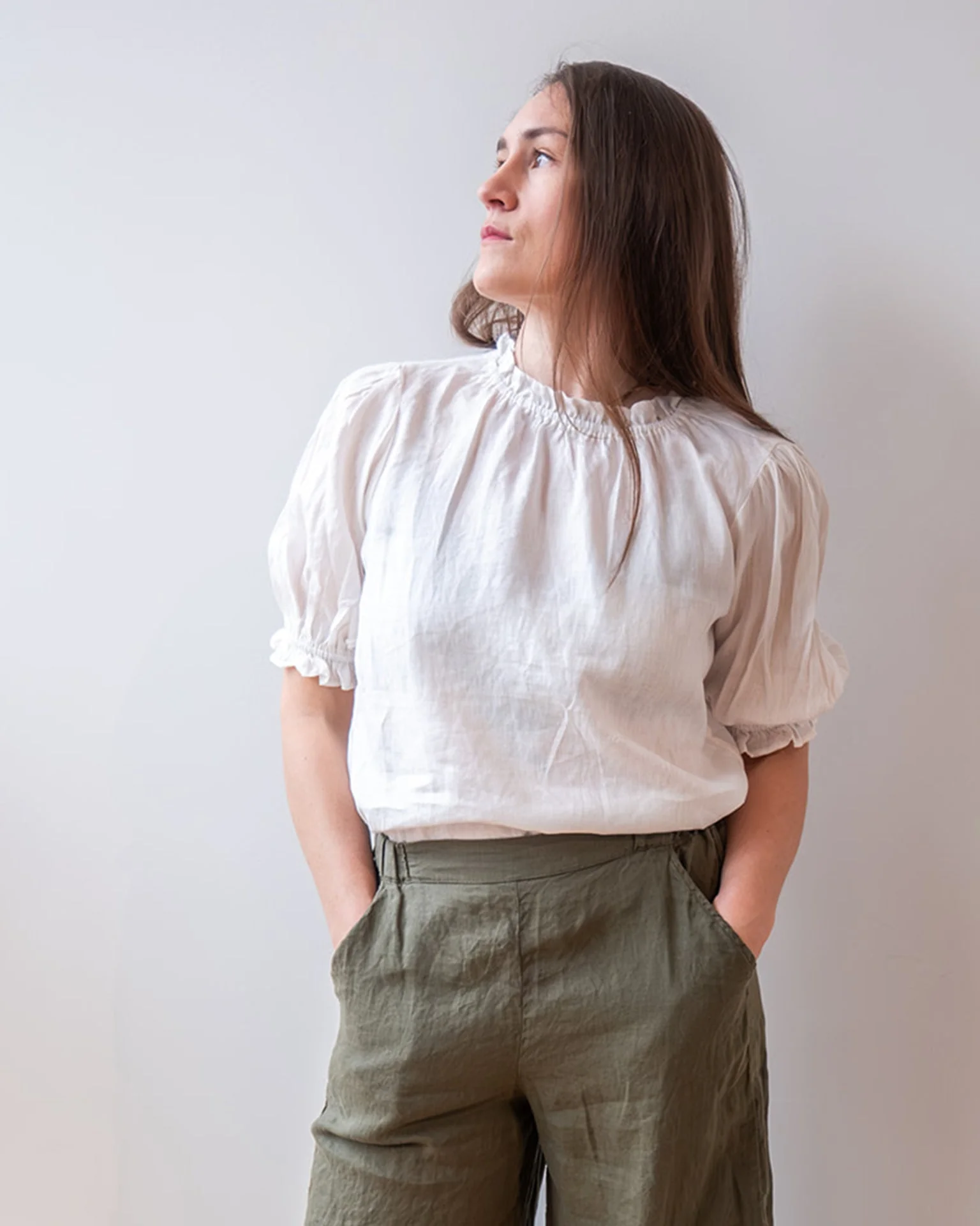 Rosabel Puff Sleeve Top in Chalk - Image 4
