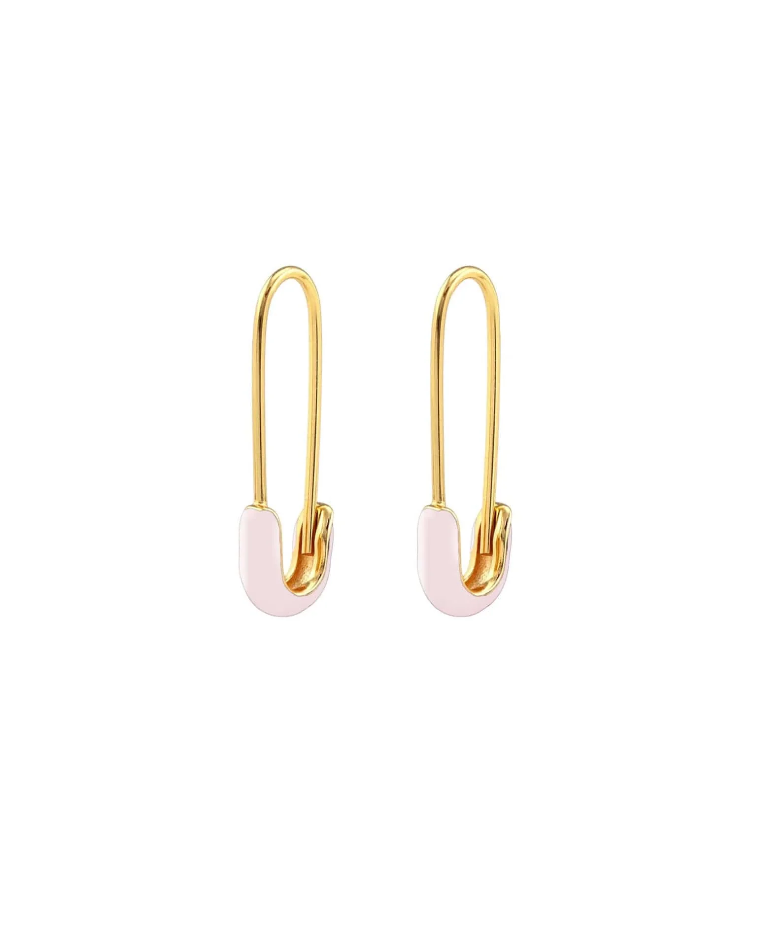 Safety Pin Enamel Hoop Earrings in Pink & 18K Gold Vermeil