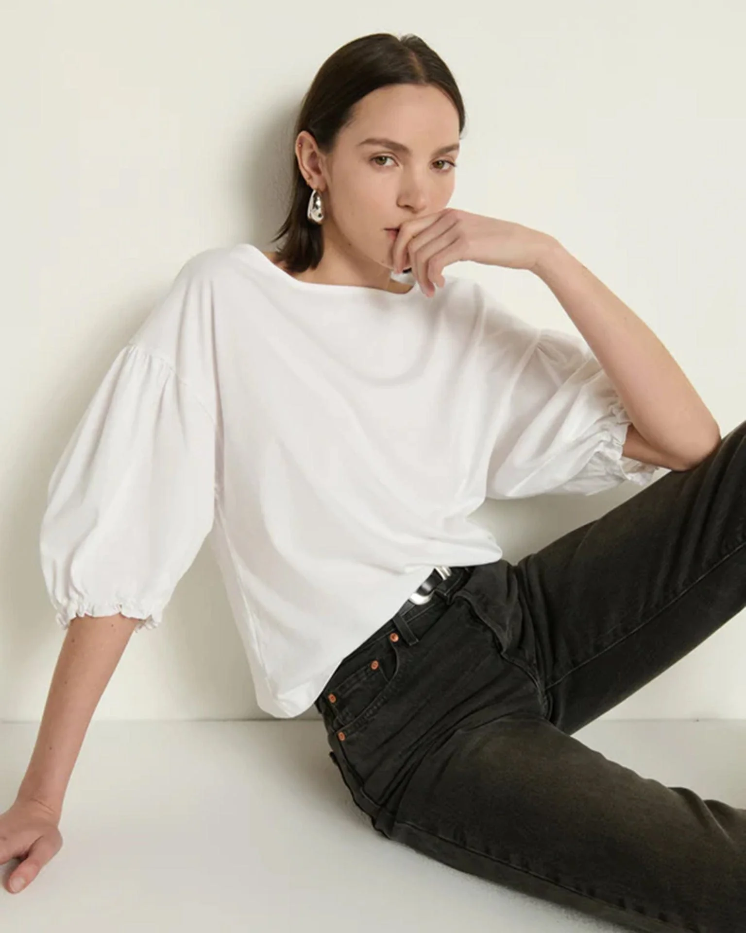 Sandra Boatneck Top in White - Image 2
