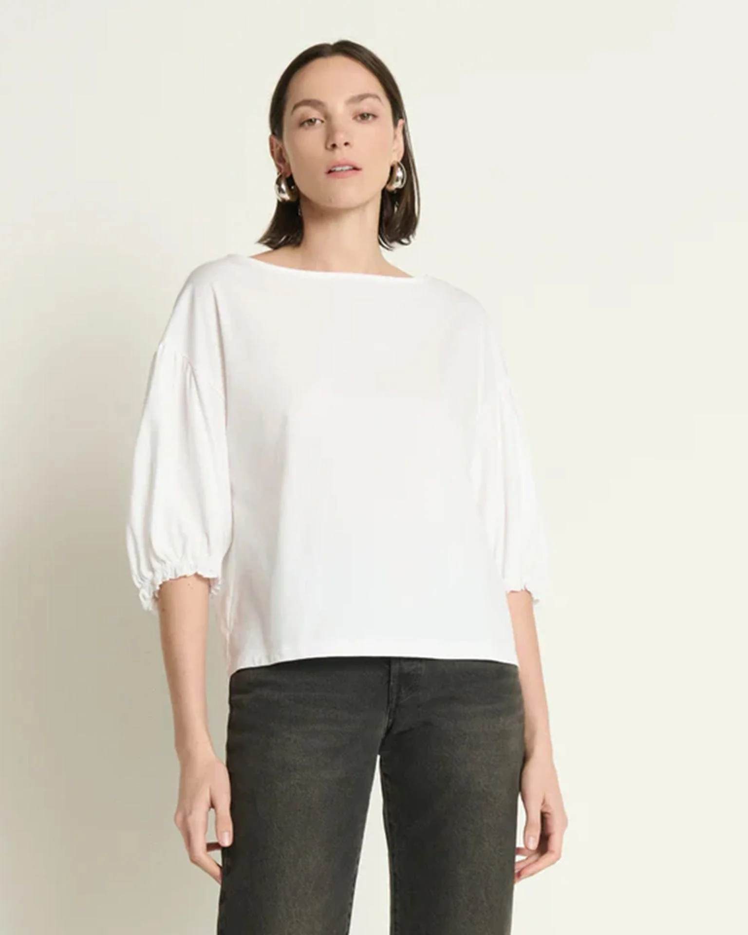 Sandra Boatneck Top in White - Image 3
