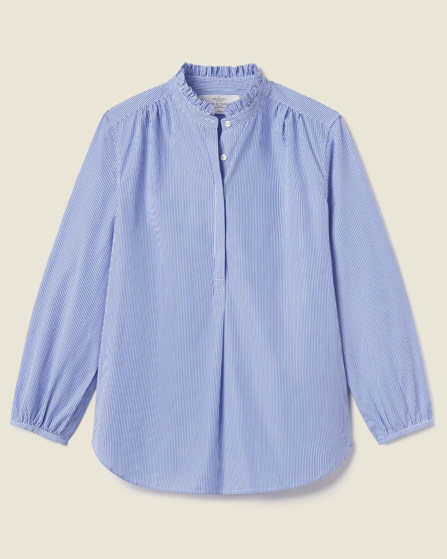 Sara B Henley Shirt in Blue/White Stripe - Image 5