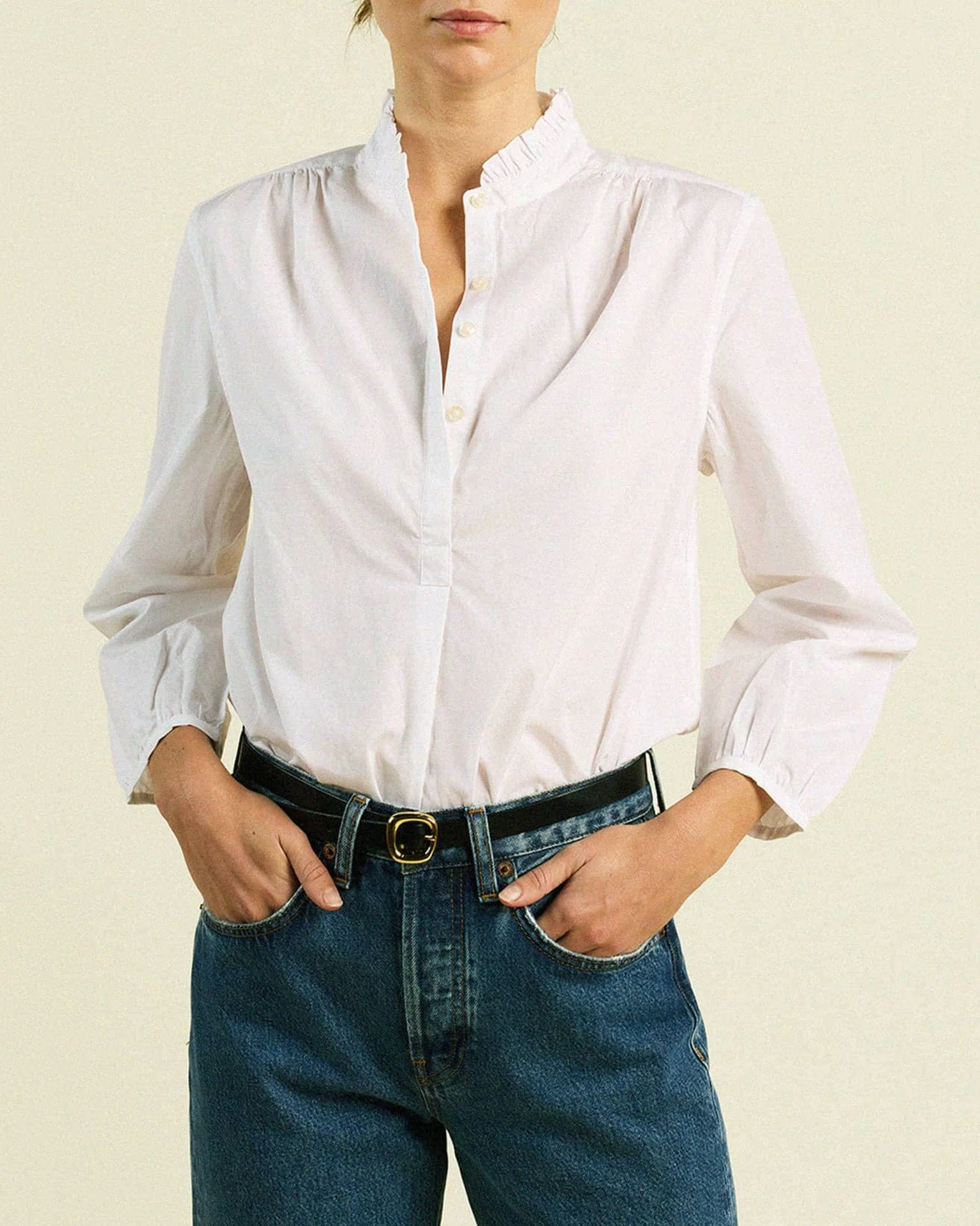 Sara B Henley Shirt in White