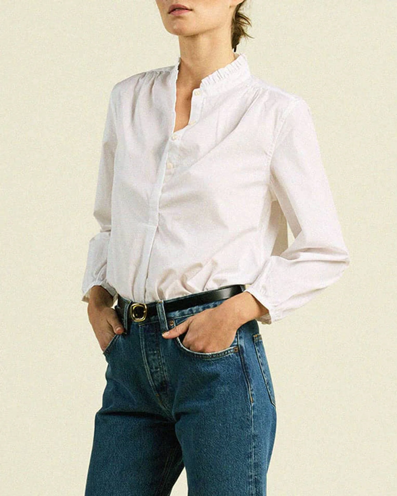 Sara B Henley Shirt in White - Image 2