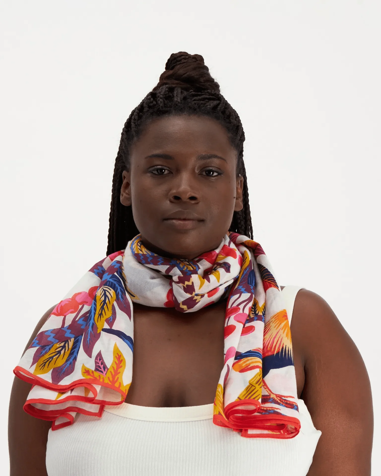 Scarf 100 Cerise in White - Image 3