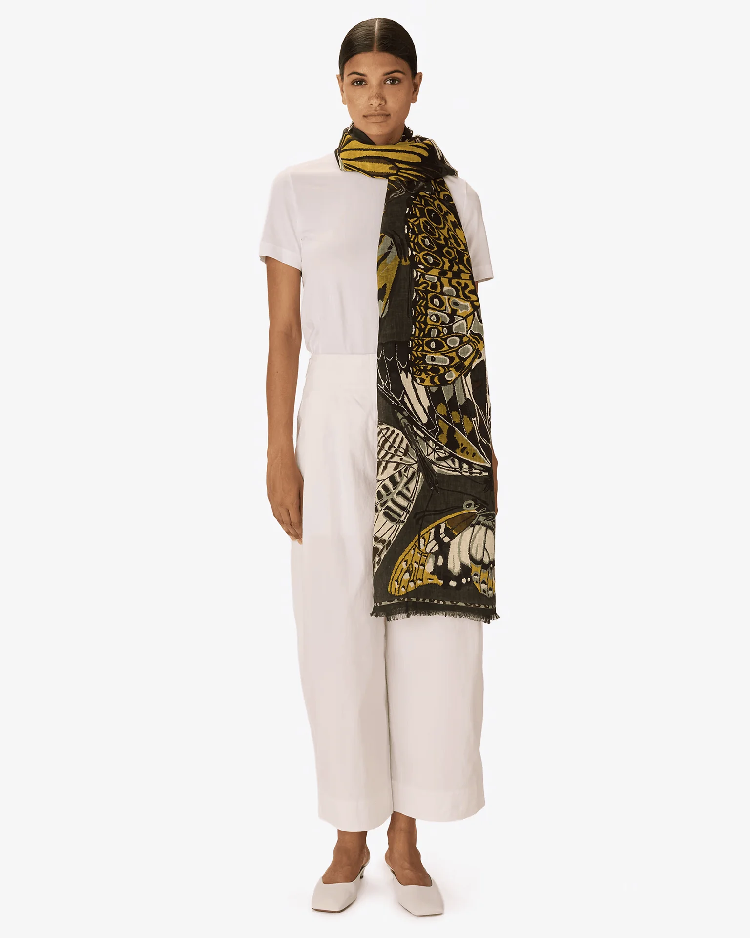 Scarf / Etole 100 Papillons in Khaki