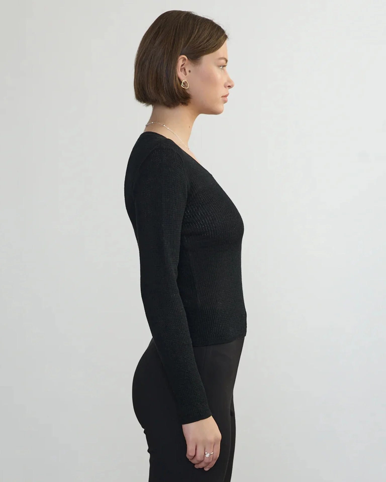 Scoop Neck Pullover in Black - Image 2