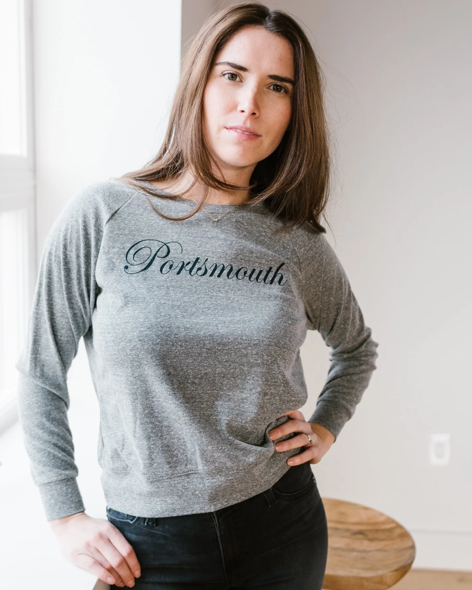 Script Portsmouth Raglan Pullover in Athletic Gray - Image 2