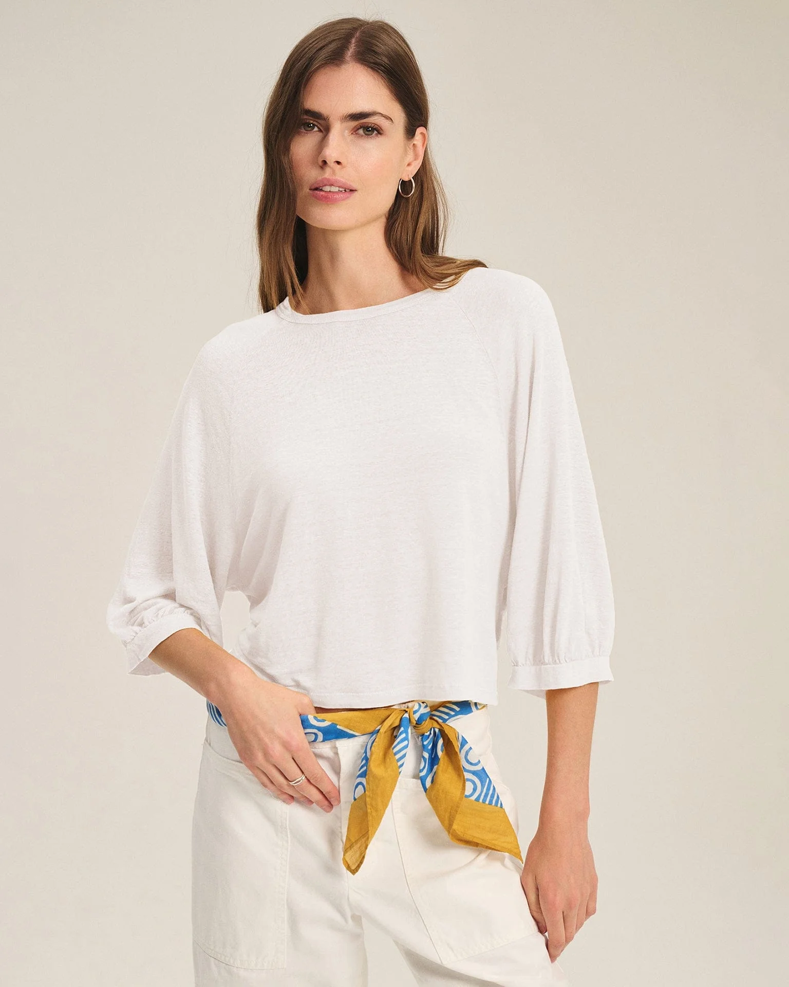 Shelly Long Sleeve Top in White
