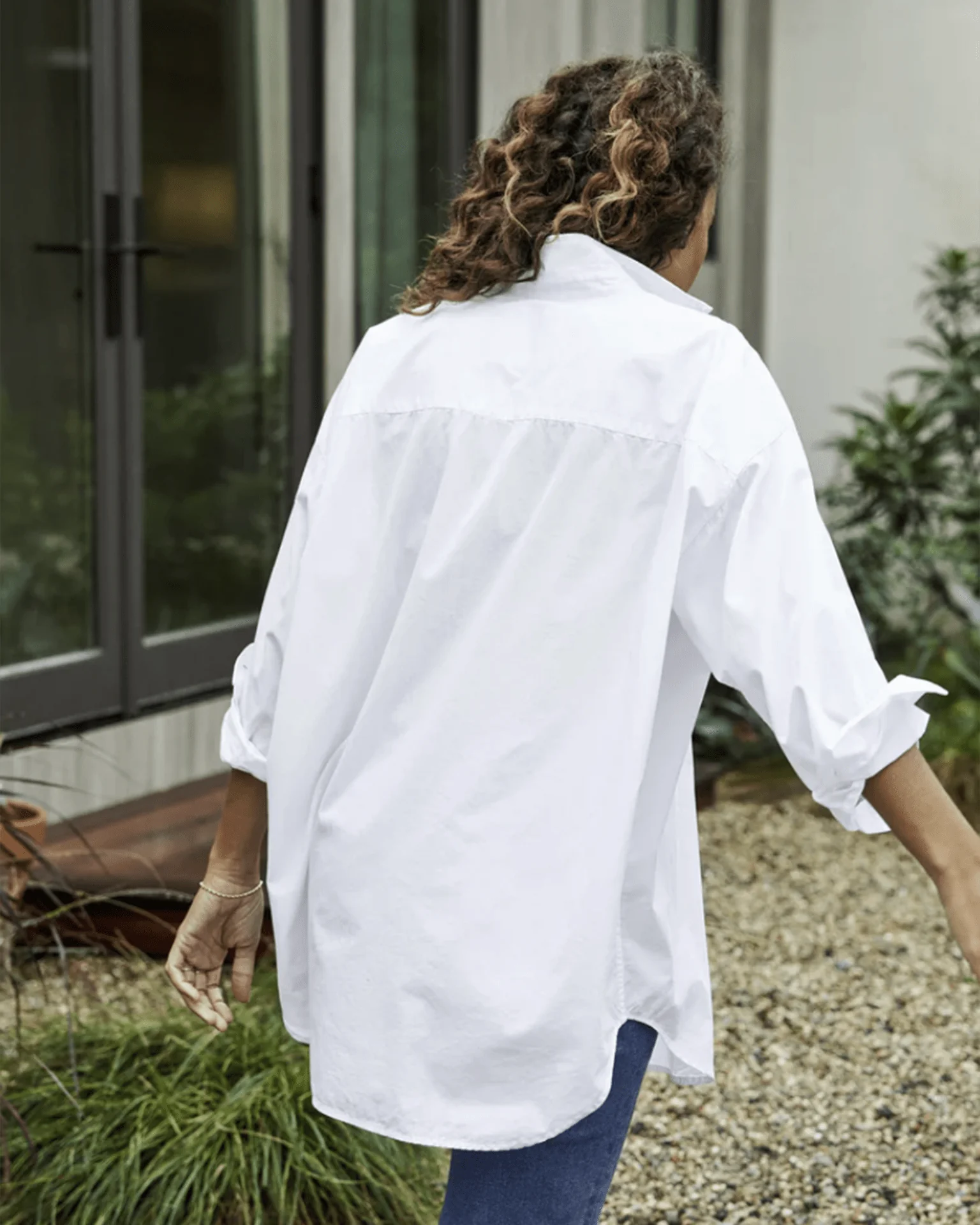 Shirley Oversized Button Up in White Everyday Poplin - Image 4