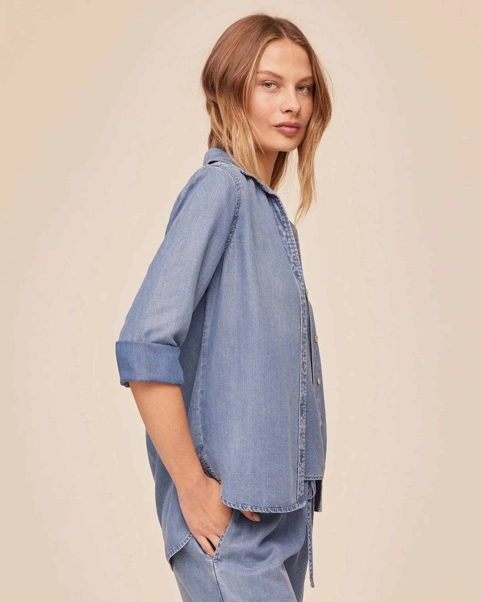 Shirt Tail Button Down in Indigo Harbor Wash - Image 3