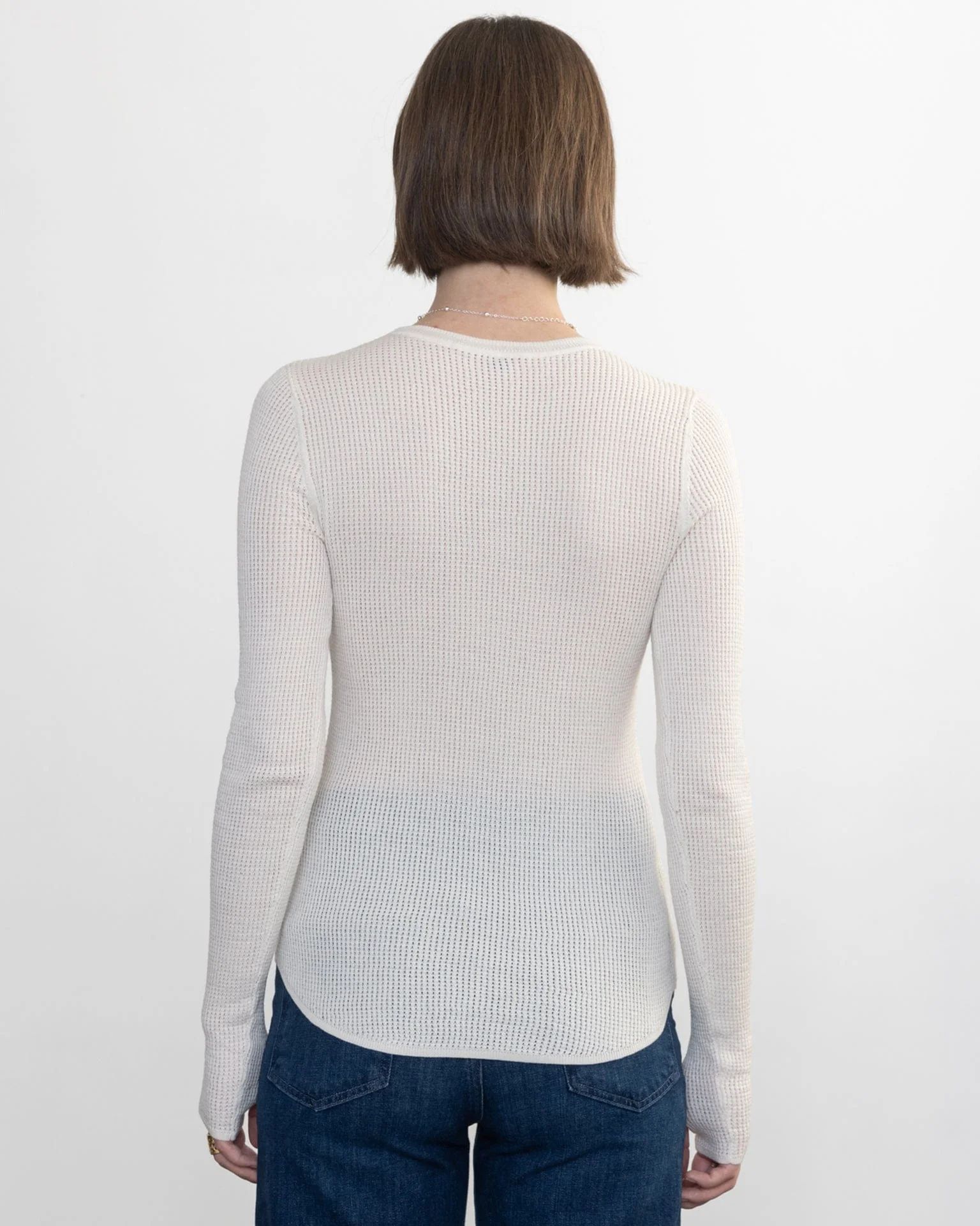 Shirtail Waffle Crew in Ivory - Image 3