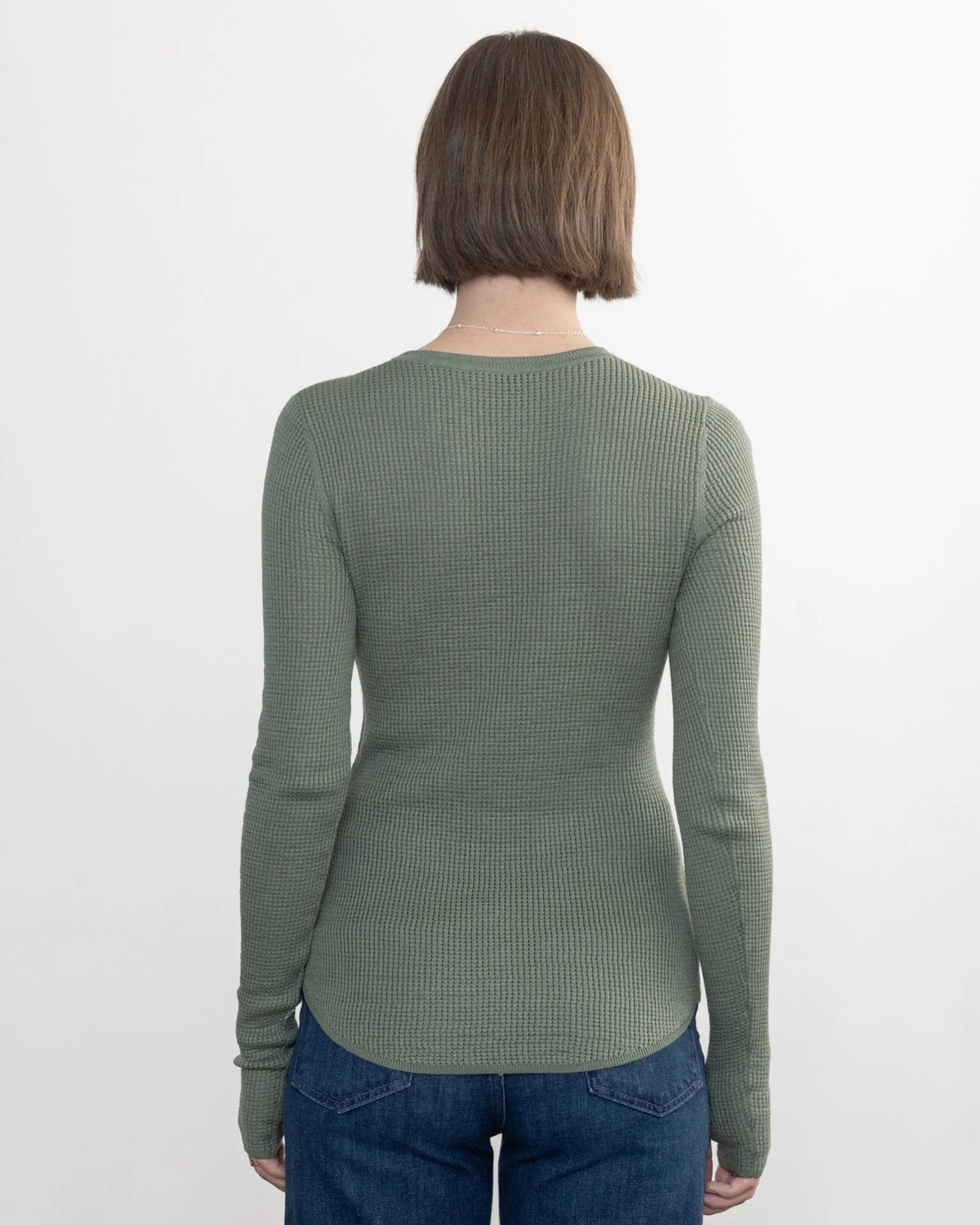 Shirtail Waffle Crew in Sage - Image 3