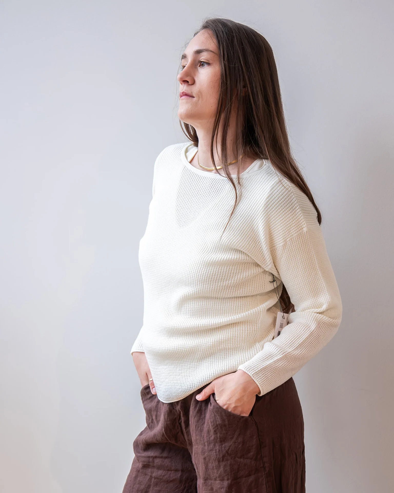 Shirttail Easy Boatneck in Ivory - Image 2