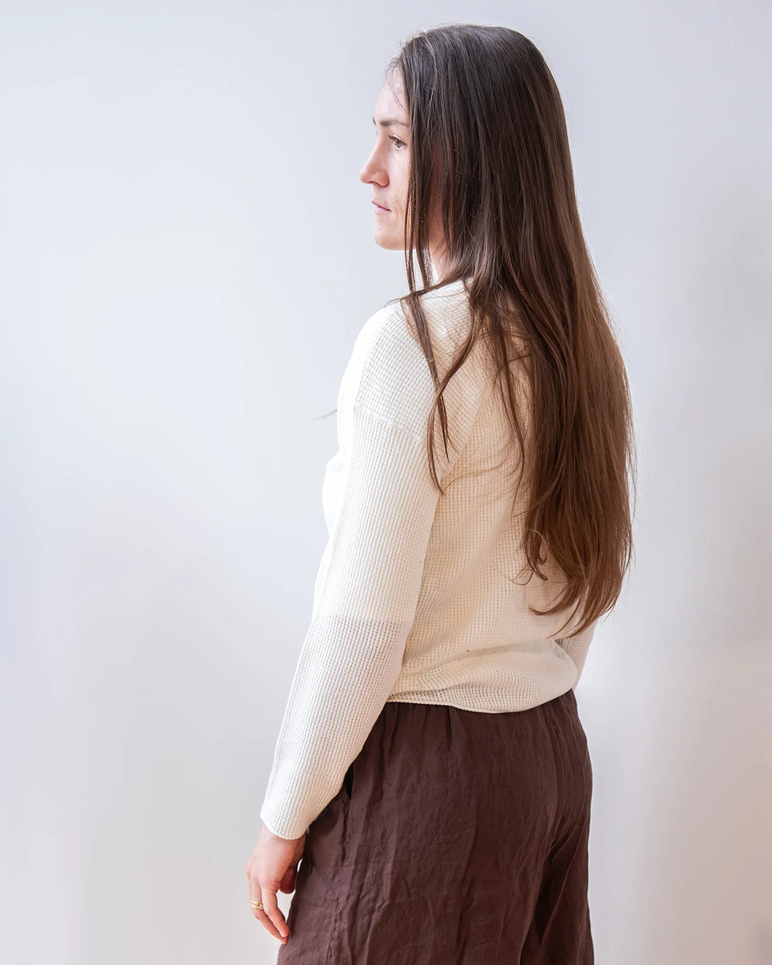 Shirttail Easy Boatneck in Ivory - Image 3