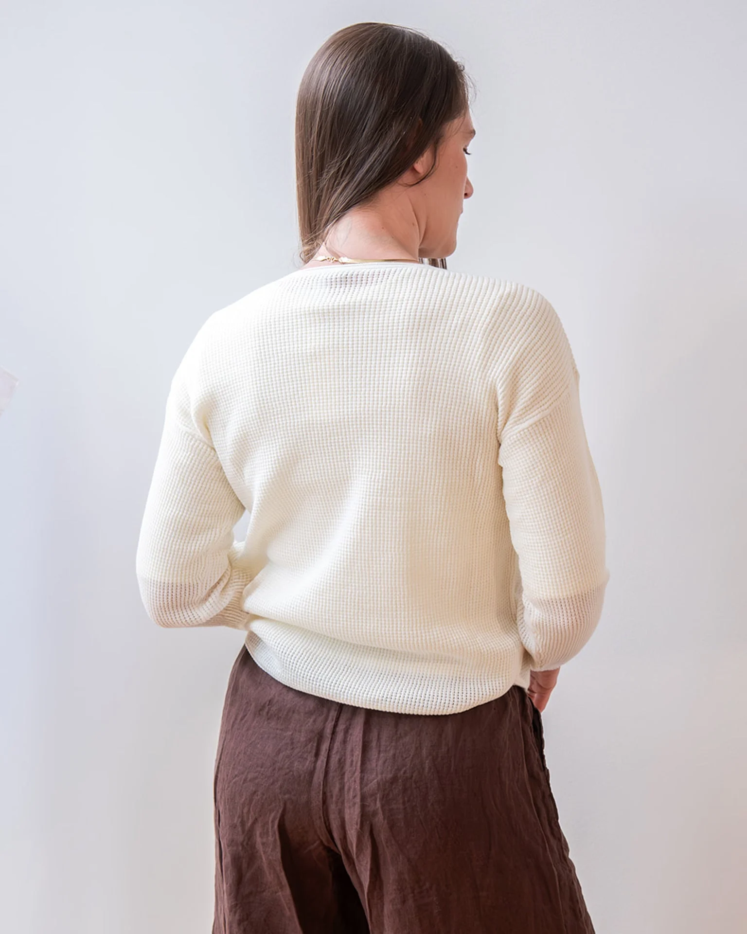 Shirttail Easy Boatneck in Ivory - Image 4