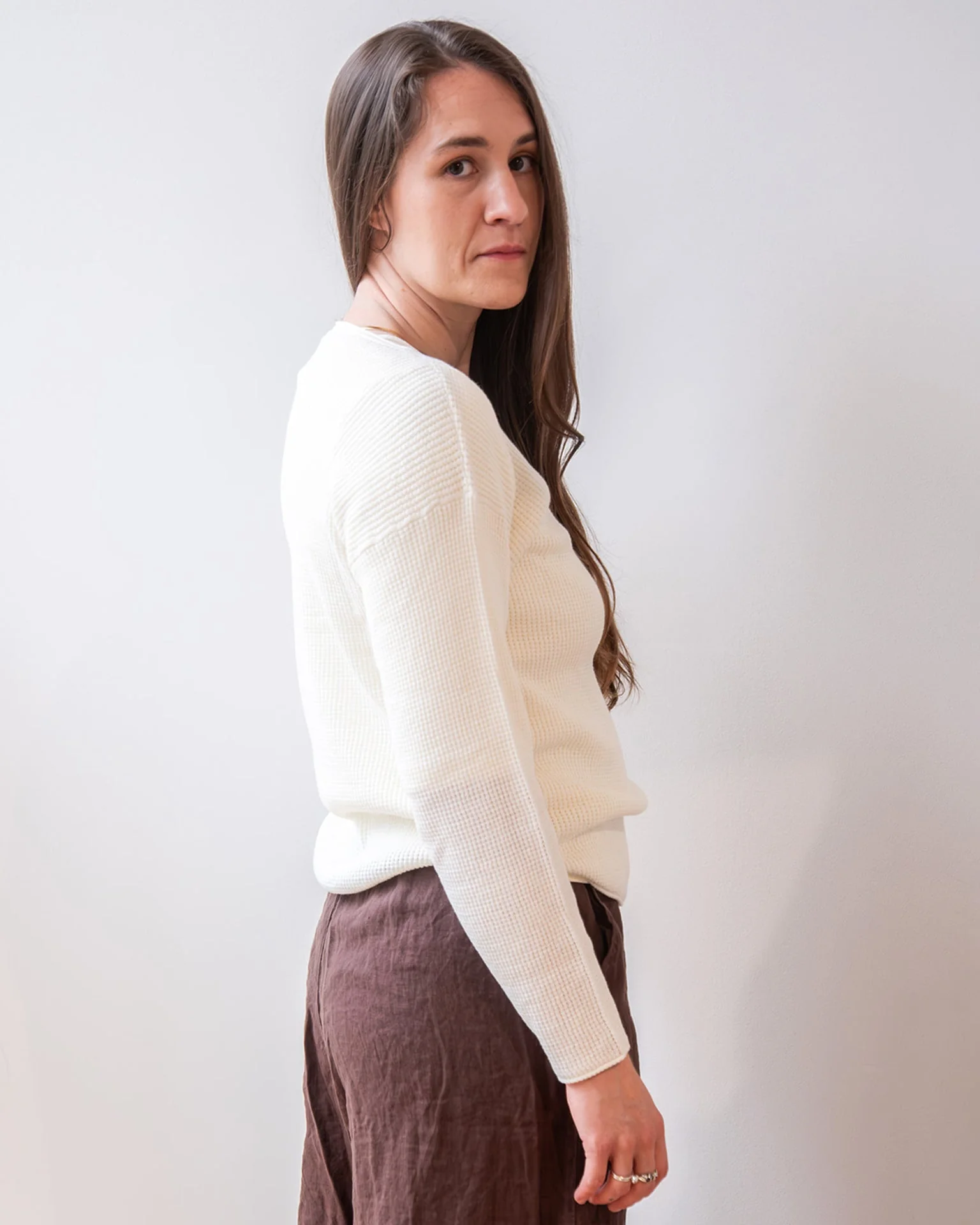 Shirttail Easy Boatneck in Ivory - Image 5
