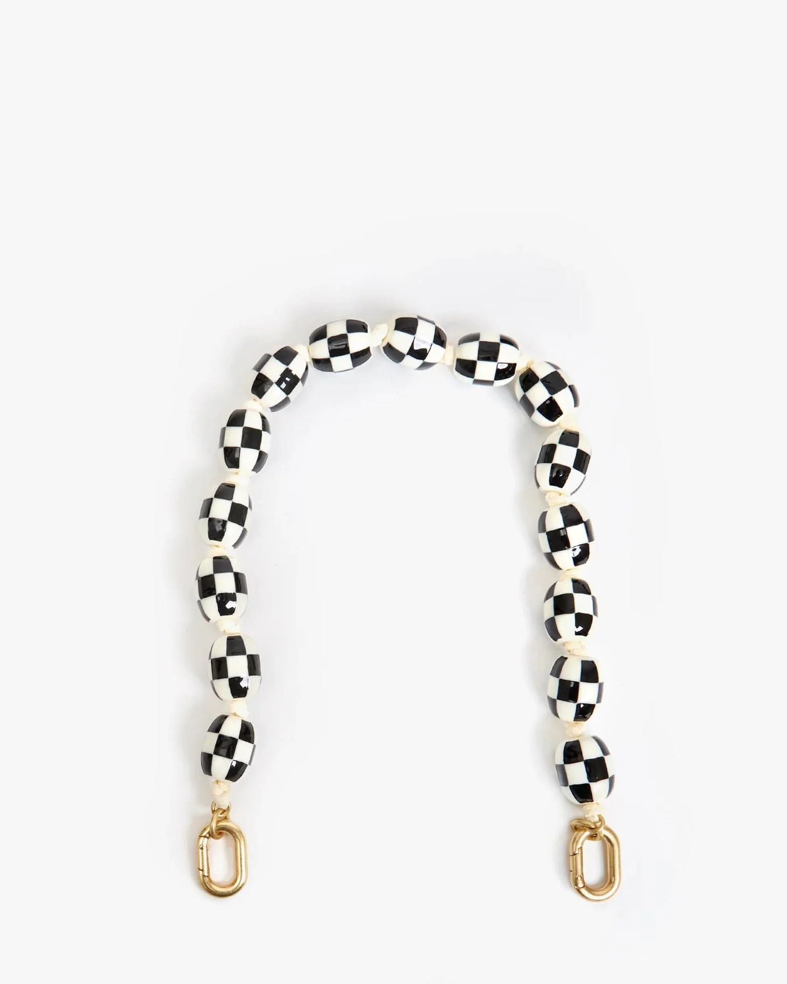 Shortie Strap in Cream/Black Checker