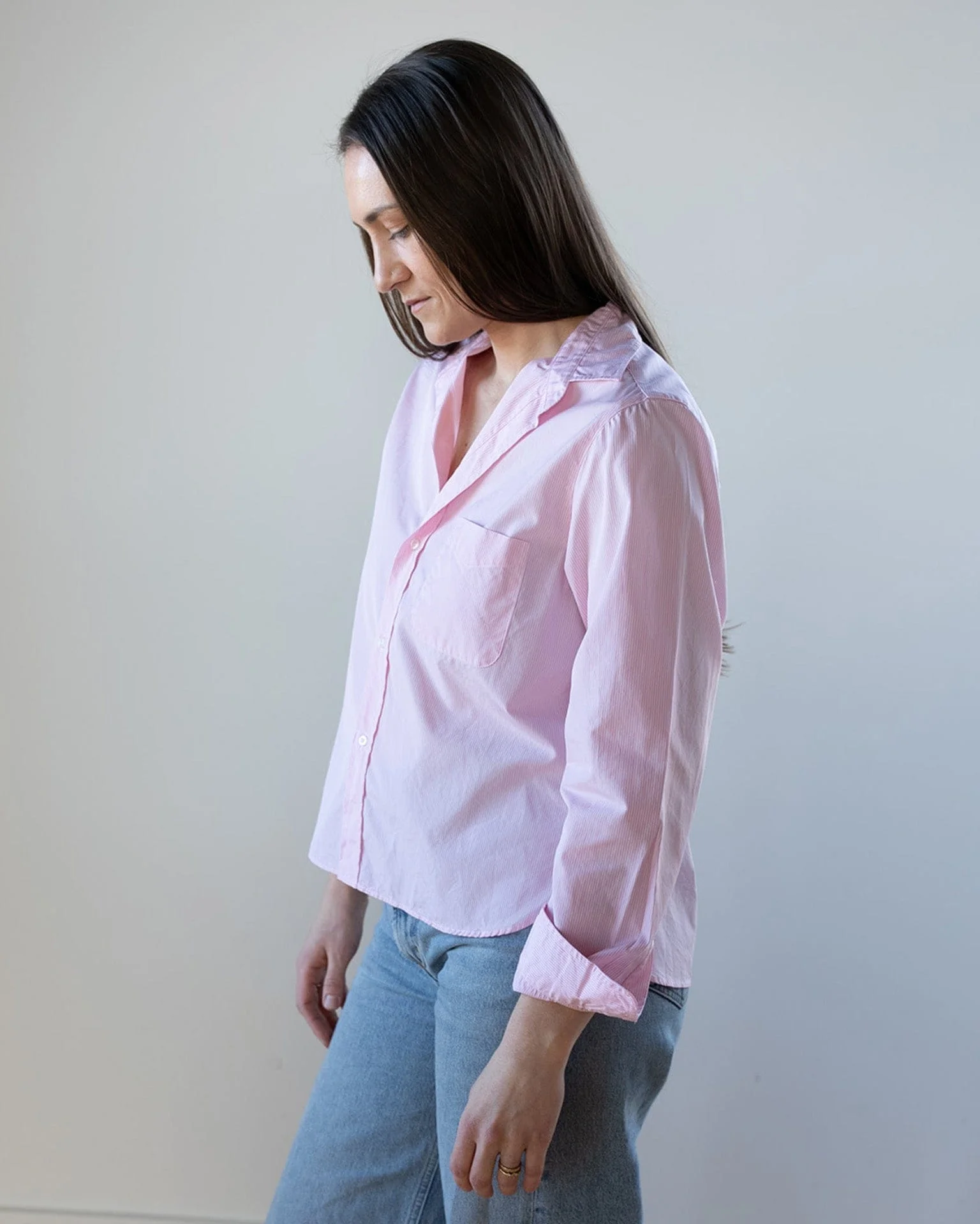 Silvio Untuckable Button Up in Pink Stripe - Image 2