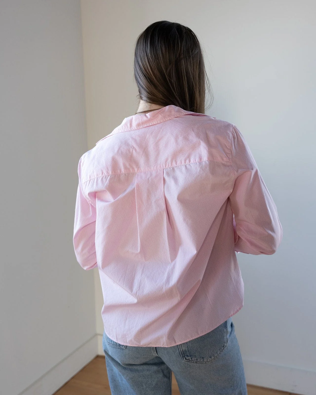 Silvio Untuckable Button Up in Pink Stripe - Image 4