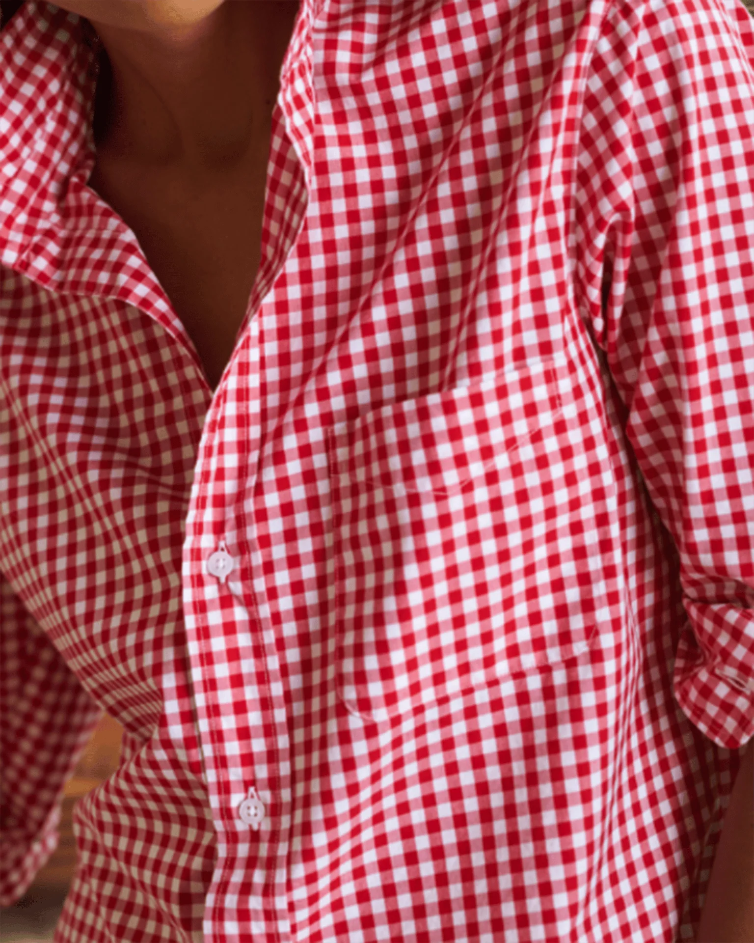 Silvio Untuckable Button Up in Red White Check - Image 3