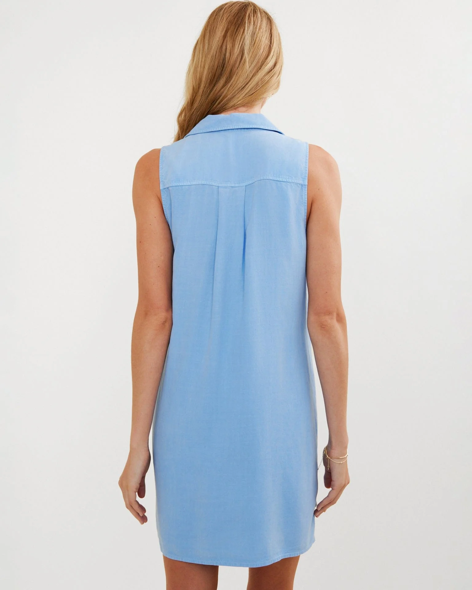 Sleeveless A-Line Dress in Tidal Blue - Image 3