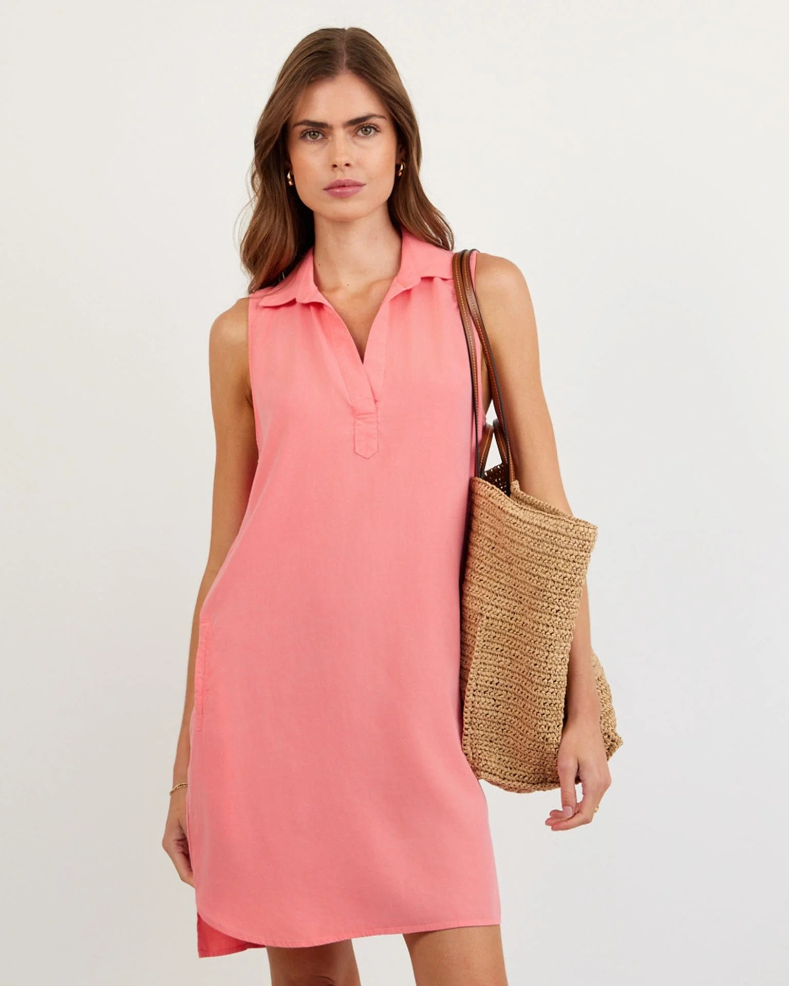 Sleeveless A-Line Dress in Wild Coral - Image 2