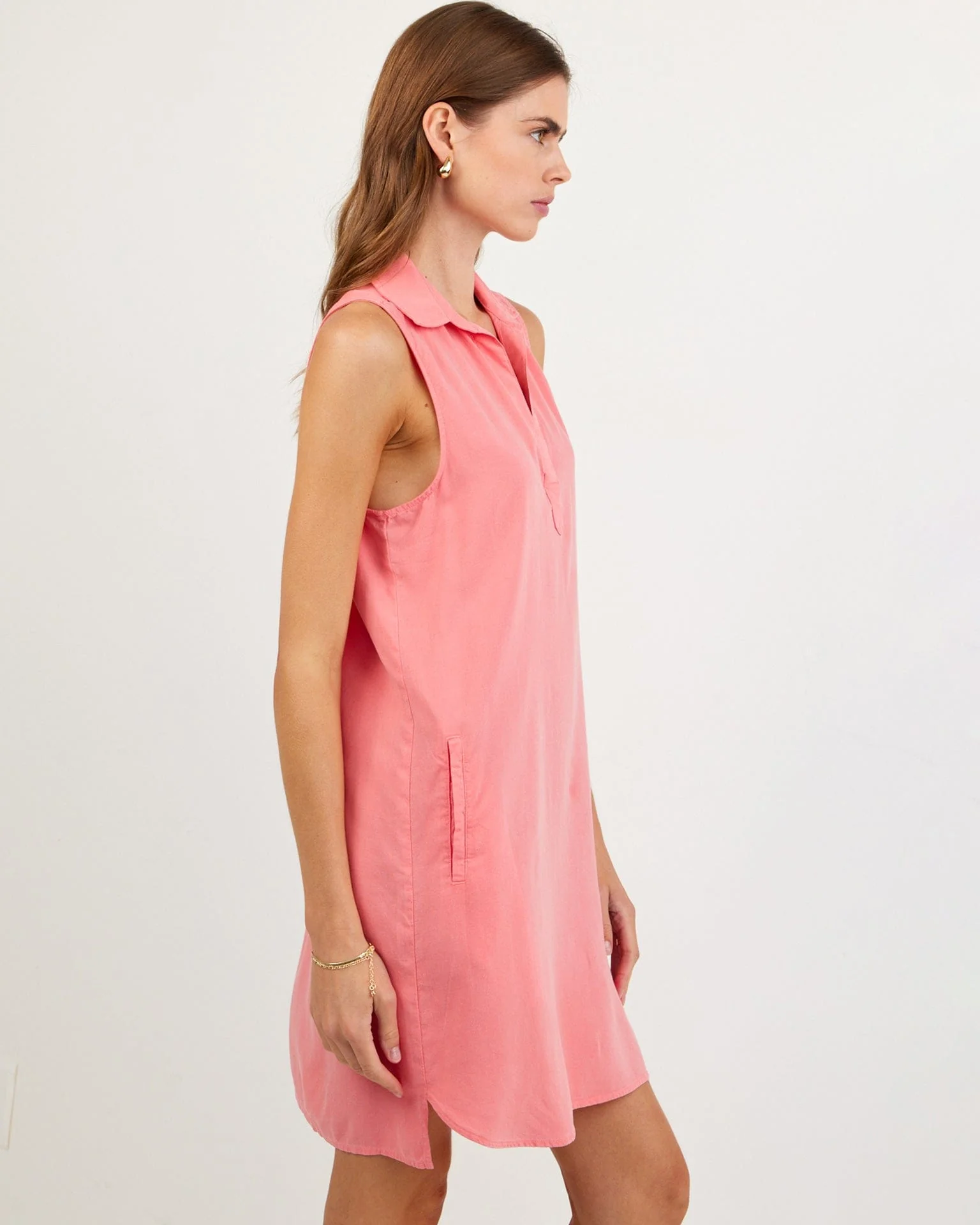 Sleeveless A-Line Dress in Wild Coral - Image 3