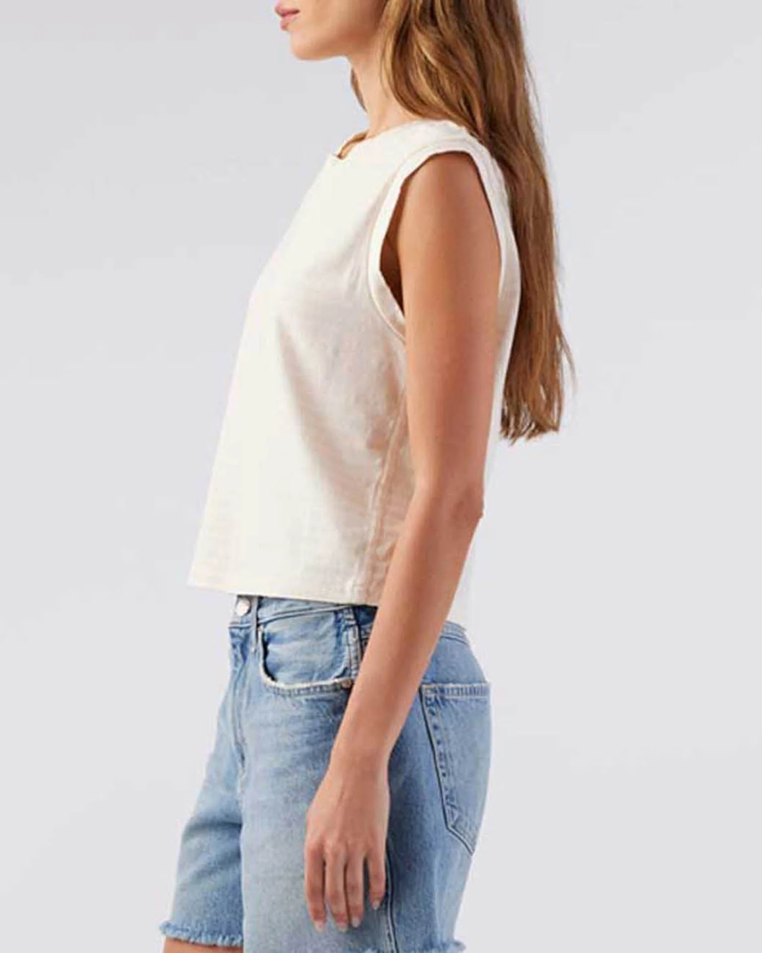 Sleeveless Babe Tee in Natural - Image 2