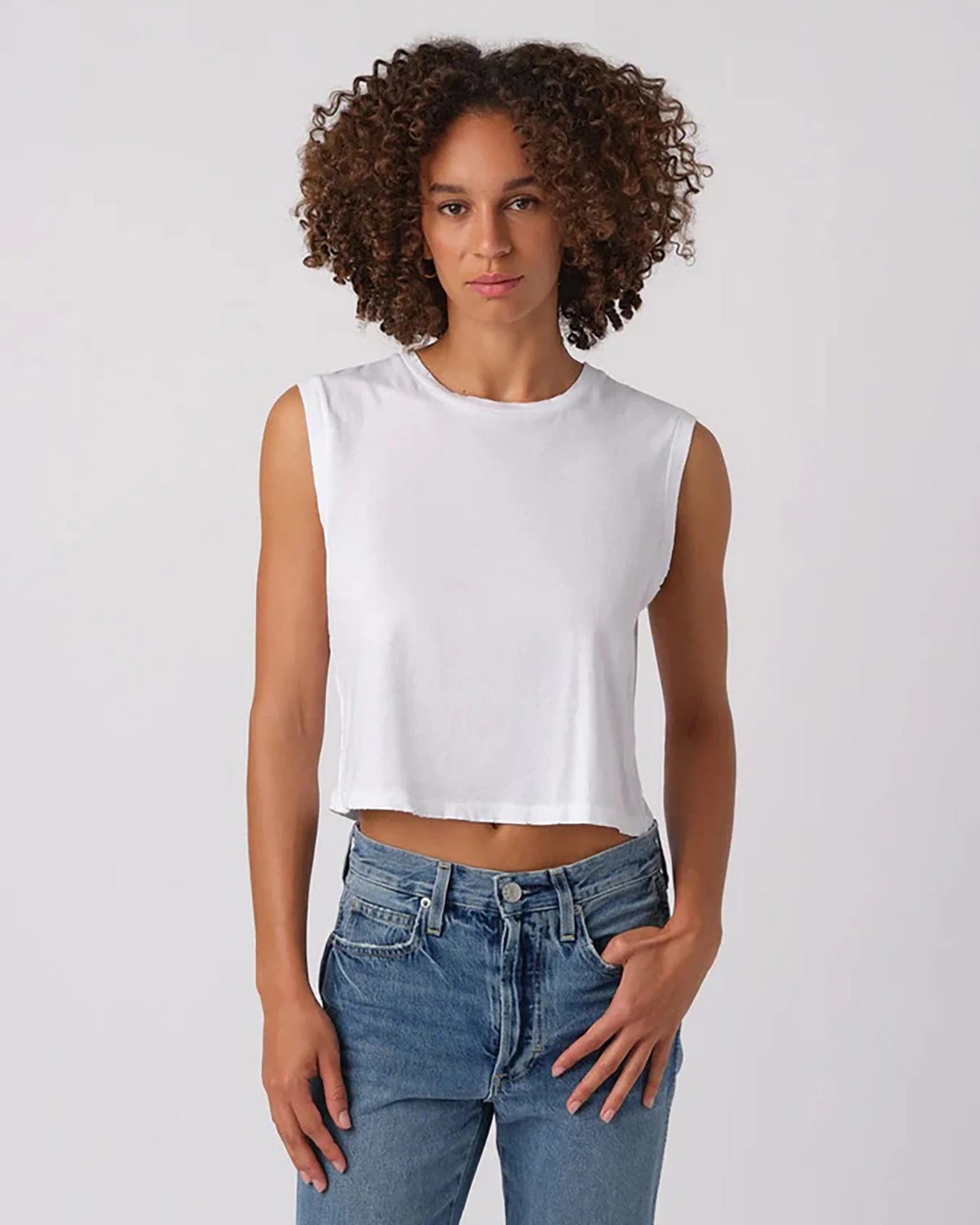 Sleeveless Babe Tee in White
